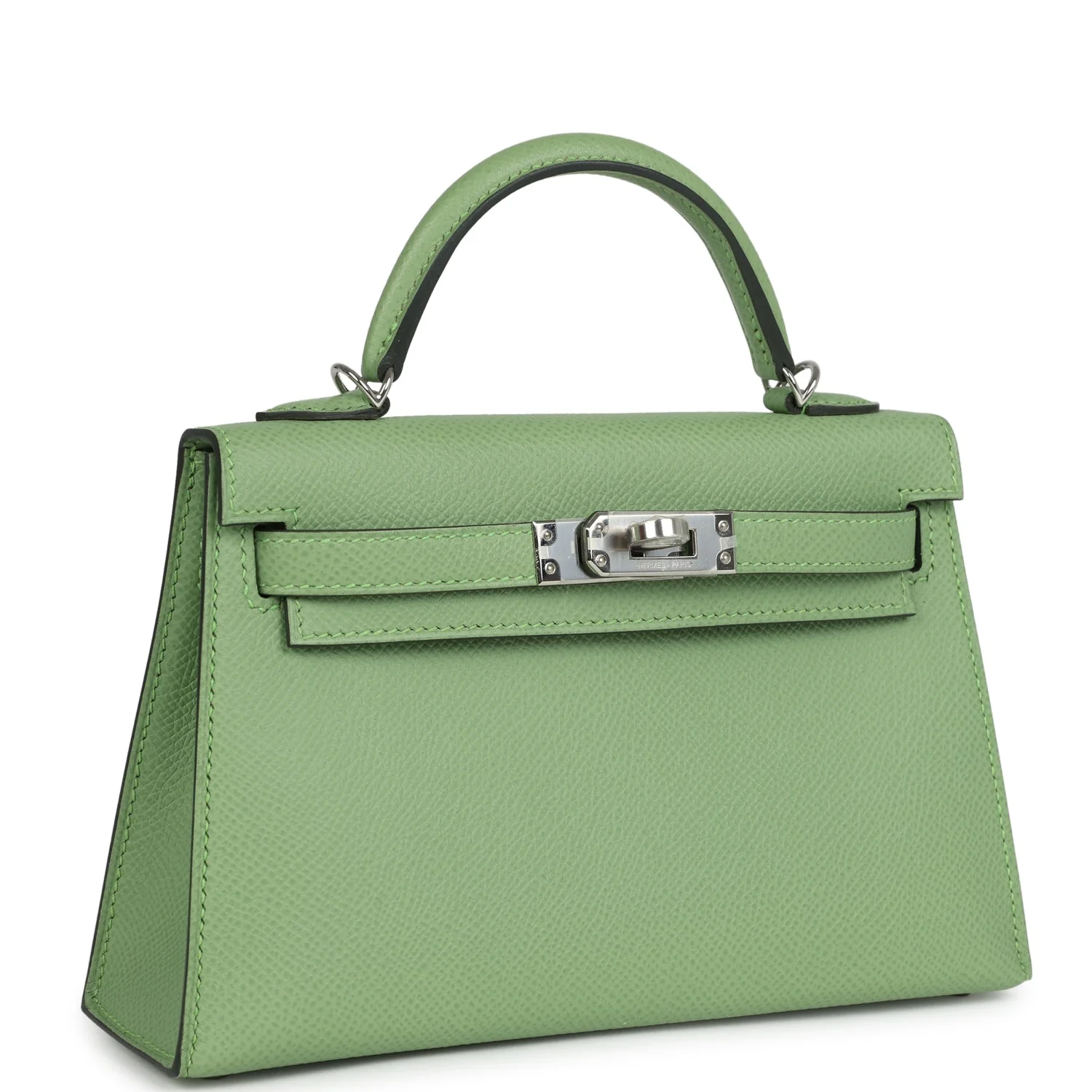 Hermes Kelly Sellier  Vert Criquet Epsom Palladium Hardware