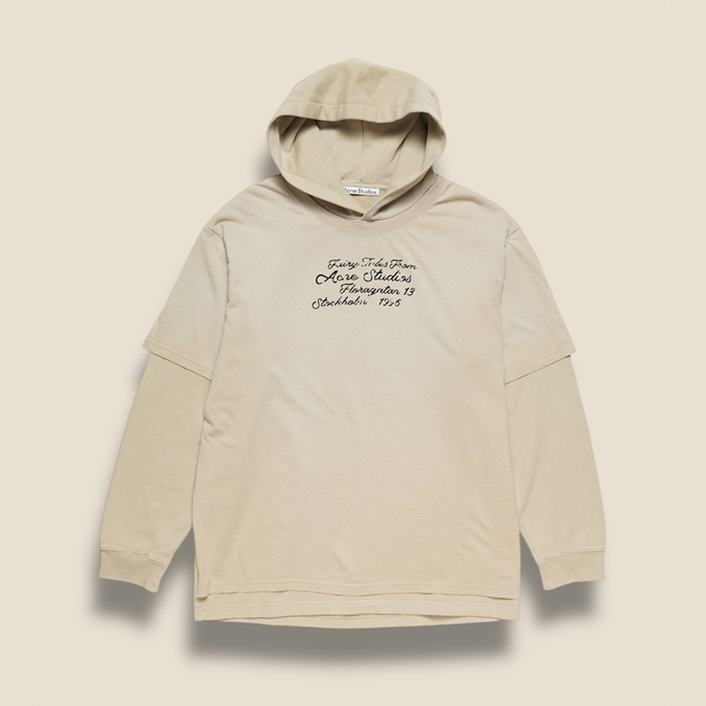 Acne Studios beige Clothing ACNE STUDIOS LAYERED HOODIE BEIGE #396455 | Nigo Office