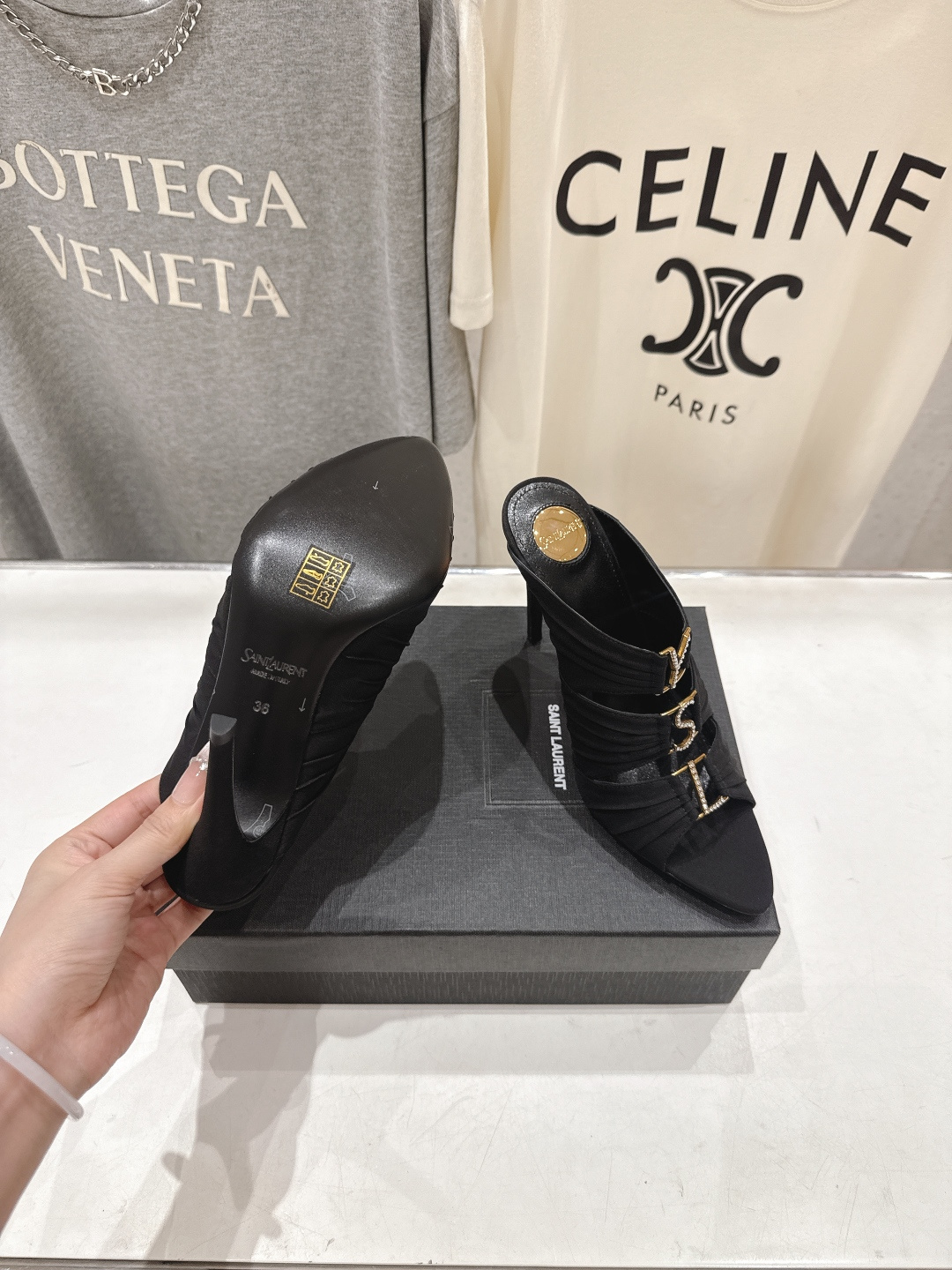 [TOP] Yves Saint Laurent YSL 10cm High Heel Slides - 3 Colours