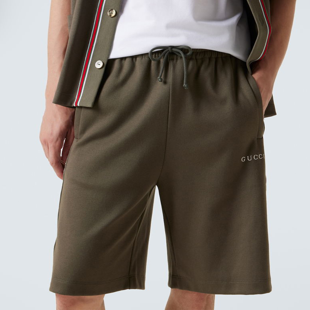 Gucci Clothing GUCCI Embroidered Logo Cotton Piqué Shorts | Nigo Office