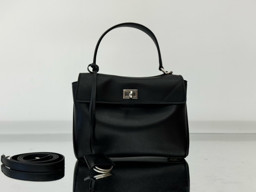 [TOP] BALENCIAGA Rodeo Bag 22x9.9x8.3cm - Black & SHW - 711 Luxury
