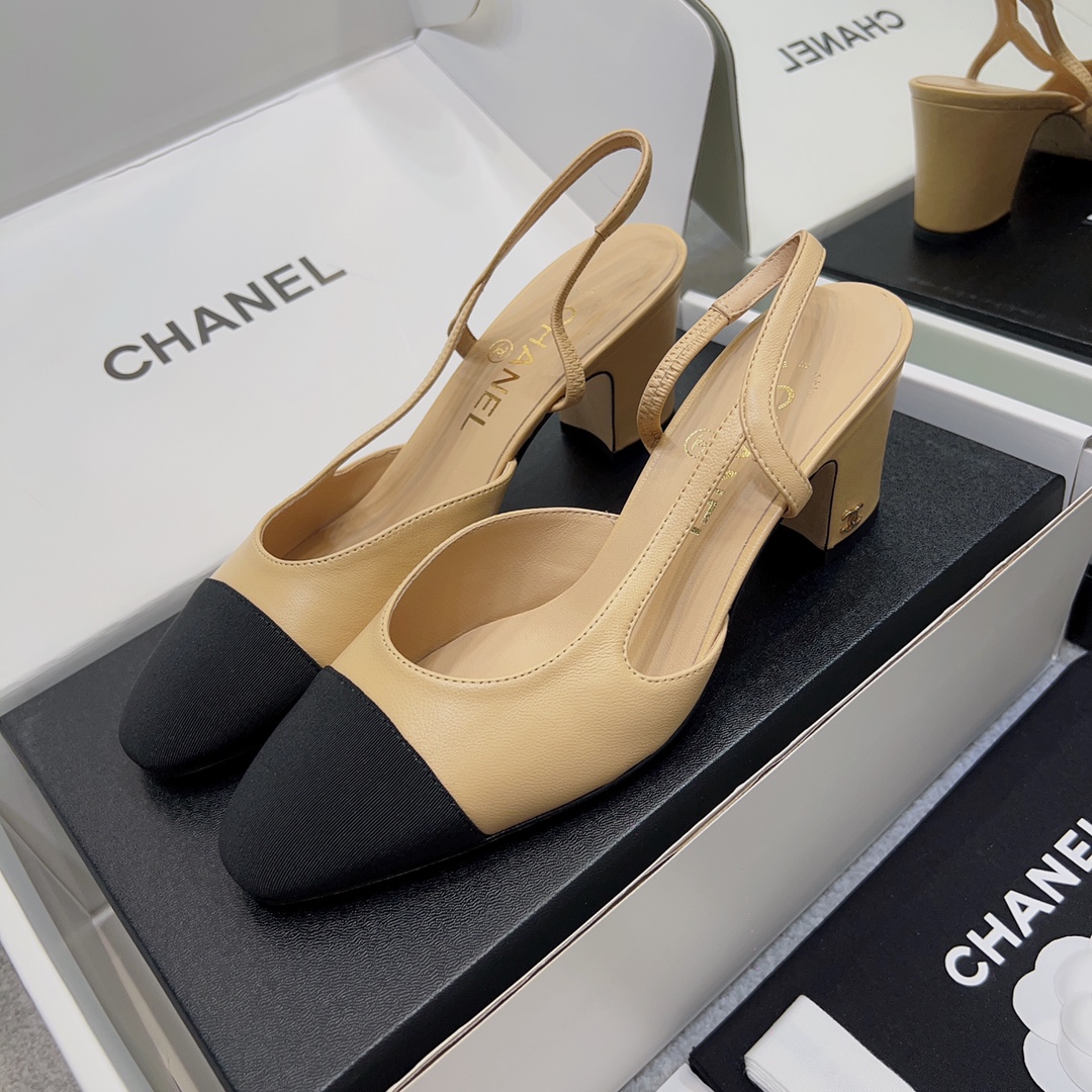 Chanel Mid Heel Hollow Sandals #388480