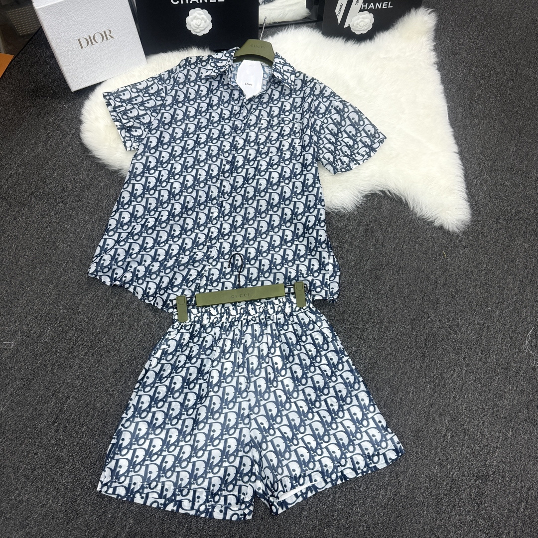 [TOP] Christian Dior  Shirt + Shorts Suit - Blue