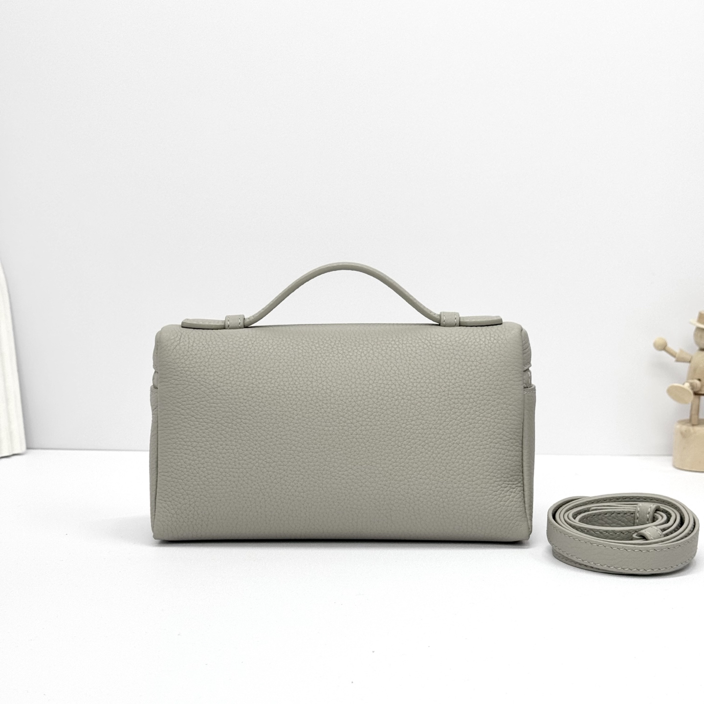 [TOP] Loro Piana Extra Bag Calfskin 11x19x6.5cm - Gray - 711 Luxury