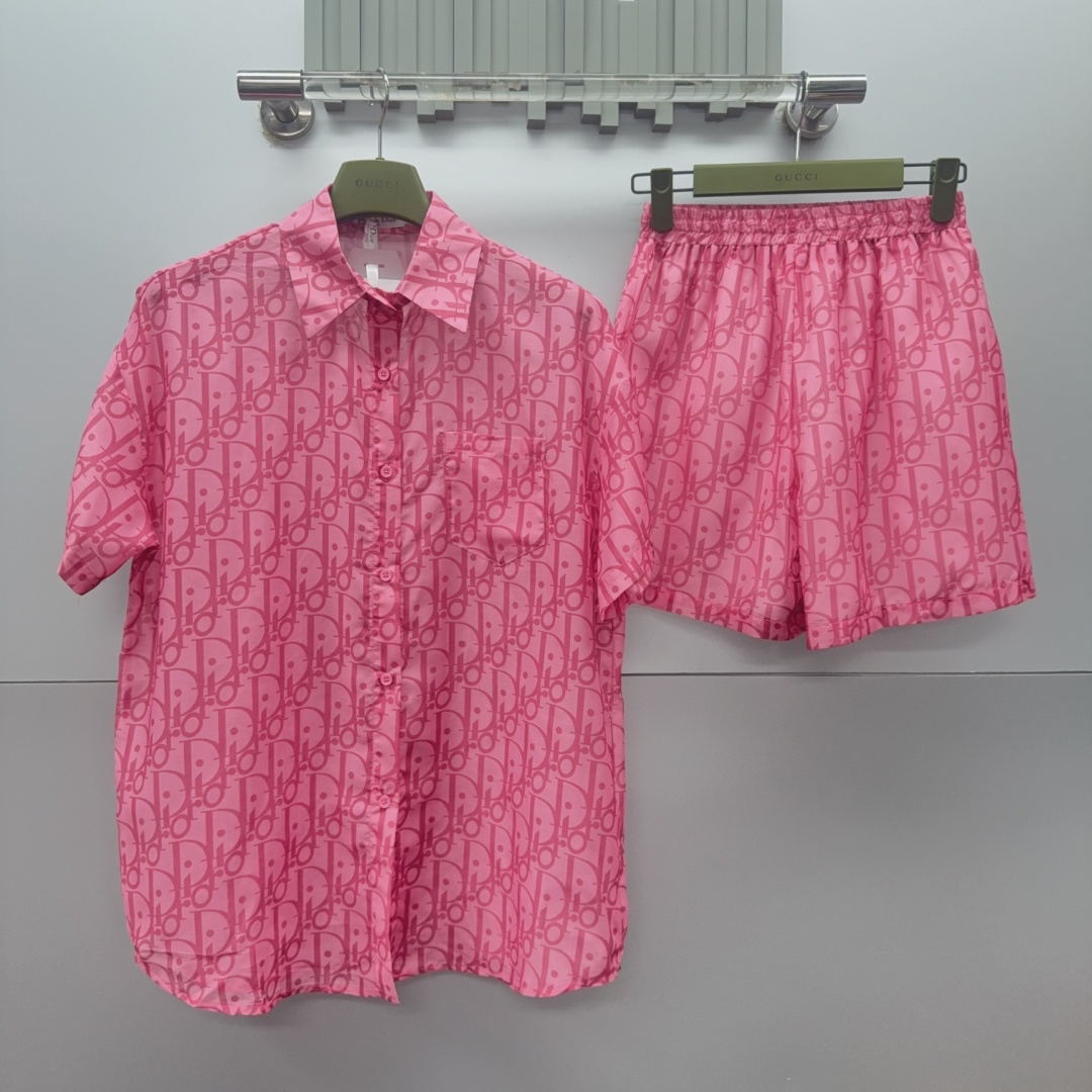[TOP] Christian Dior  Shirt + Shorts Suit - Pink