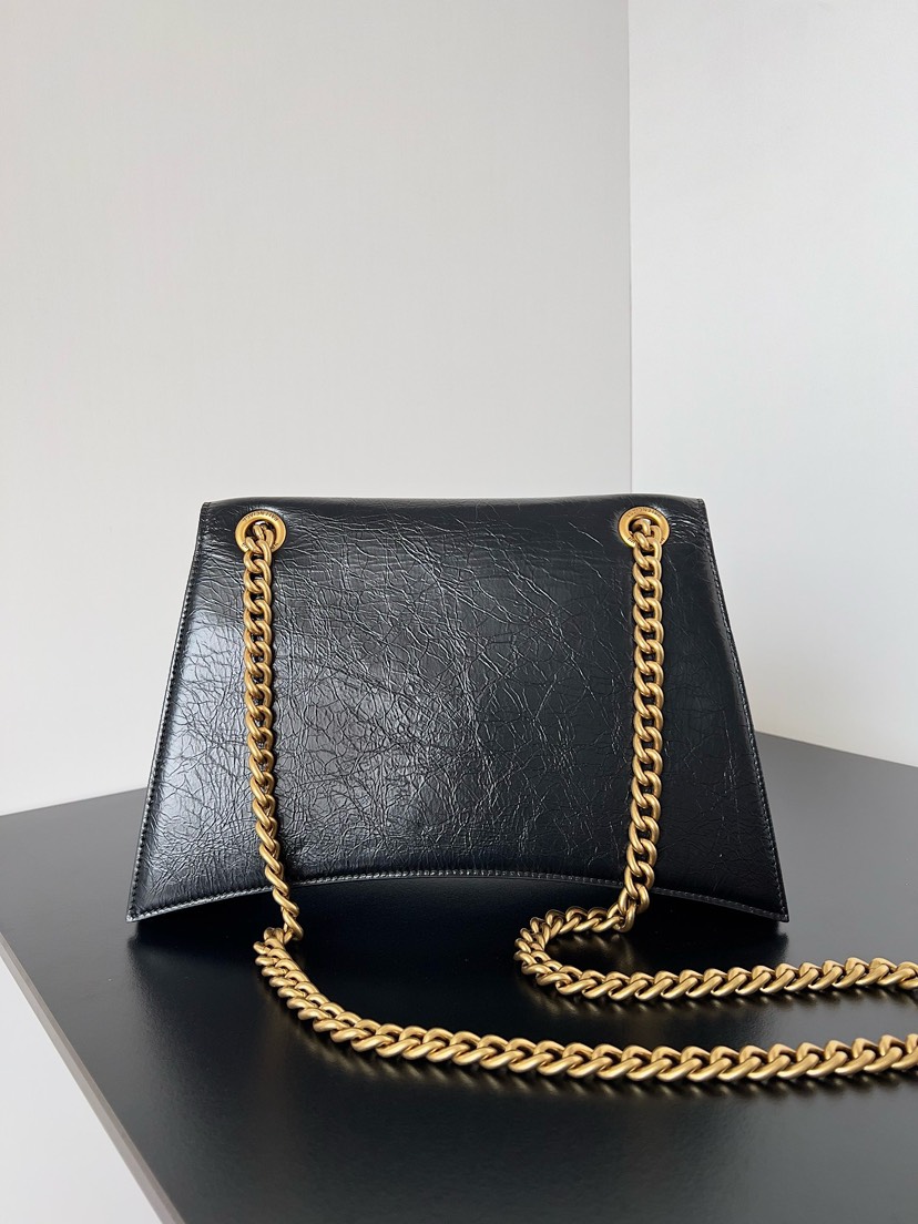 [TOP] BALENCIAGA Crush Bag Cowhide 31x19.8x6.9cm - Black & GHW