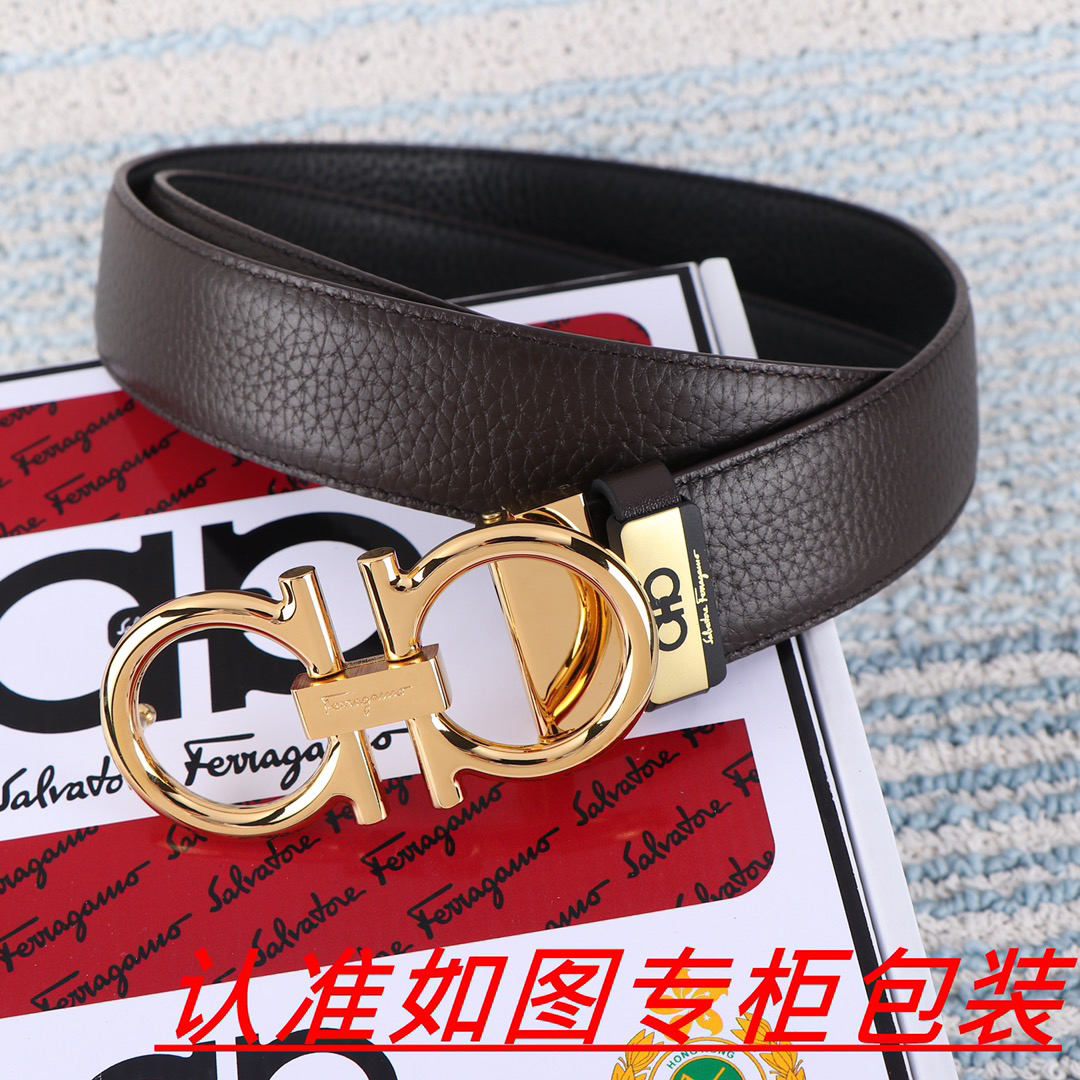 [TOP] Ferragamo Men's Belt 3.5cm - Black - 711 Luxury