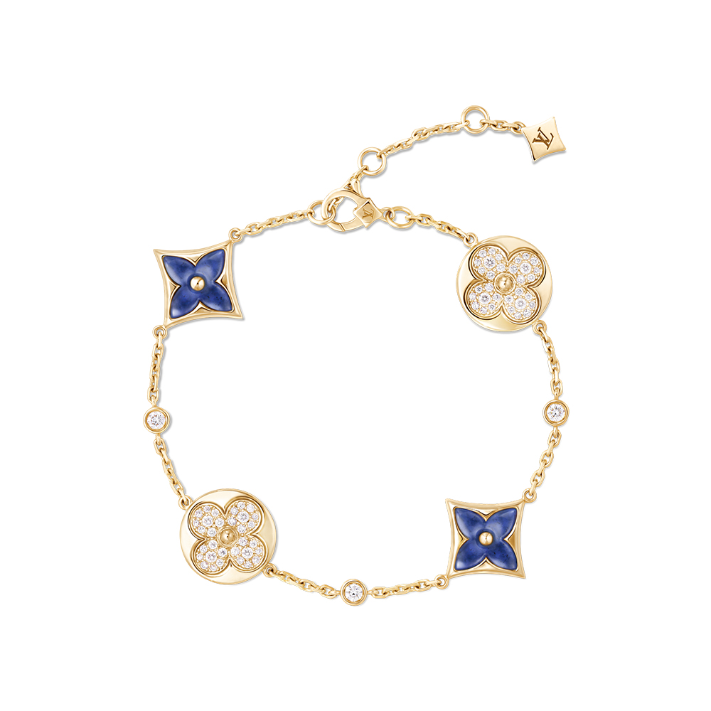 Louis Vuitton yellow Jewelry LOUIS VUITTON Color Blossom BB Star and Sun Multi Motif Bracelet Yellow Gold Amazonite and Diamo