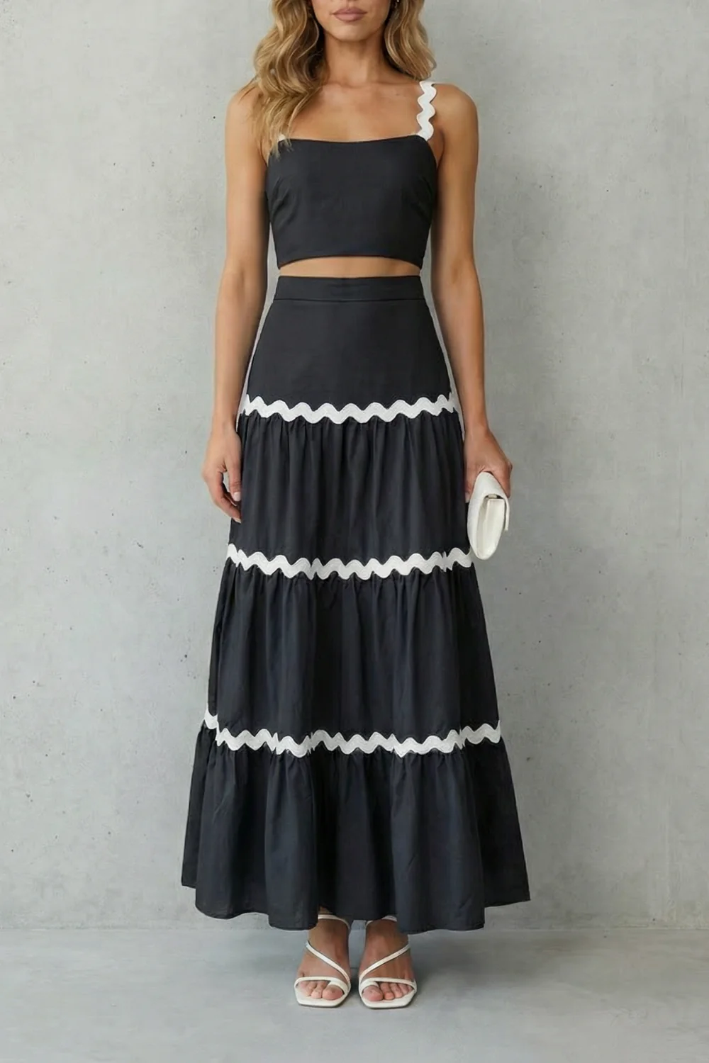 Marivelle – Wave trim summer set – Skirt set
