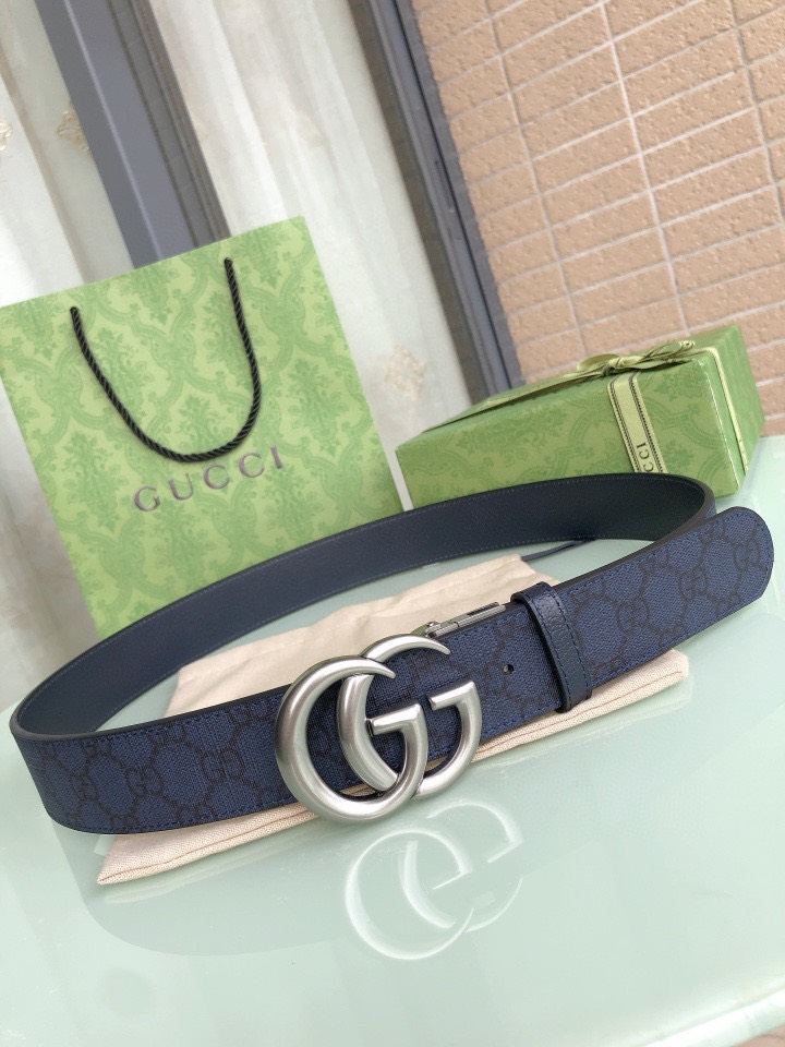 [TOP] GUCCI Belt 3.8cm - Dark Blue - 711 Luxury