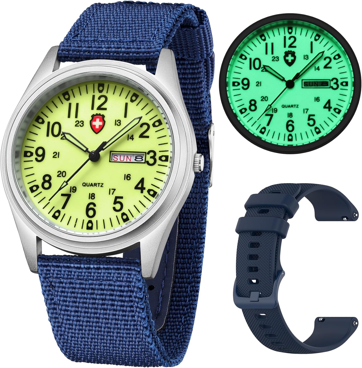 Gosasa Unisex Military Watches Sport Textile Nylon Strap Stylish Men Watch Luminous Fashion Watches Analog Display Quartz Waterproof Casual Wristwatch