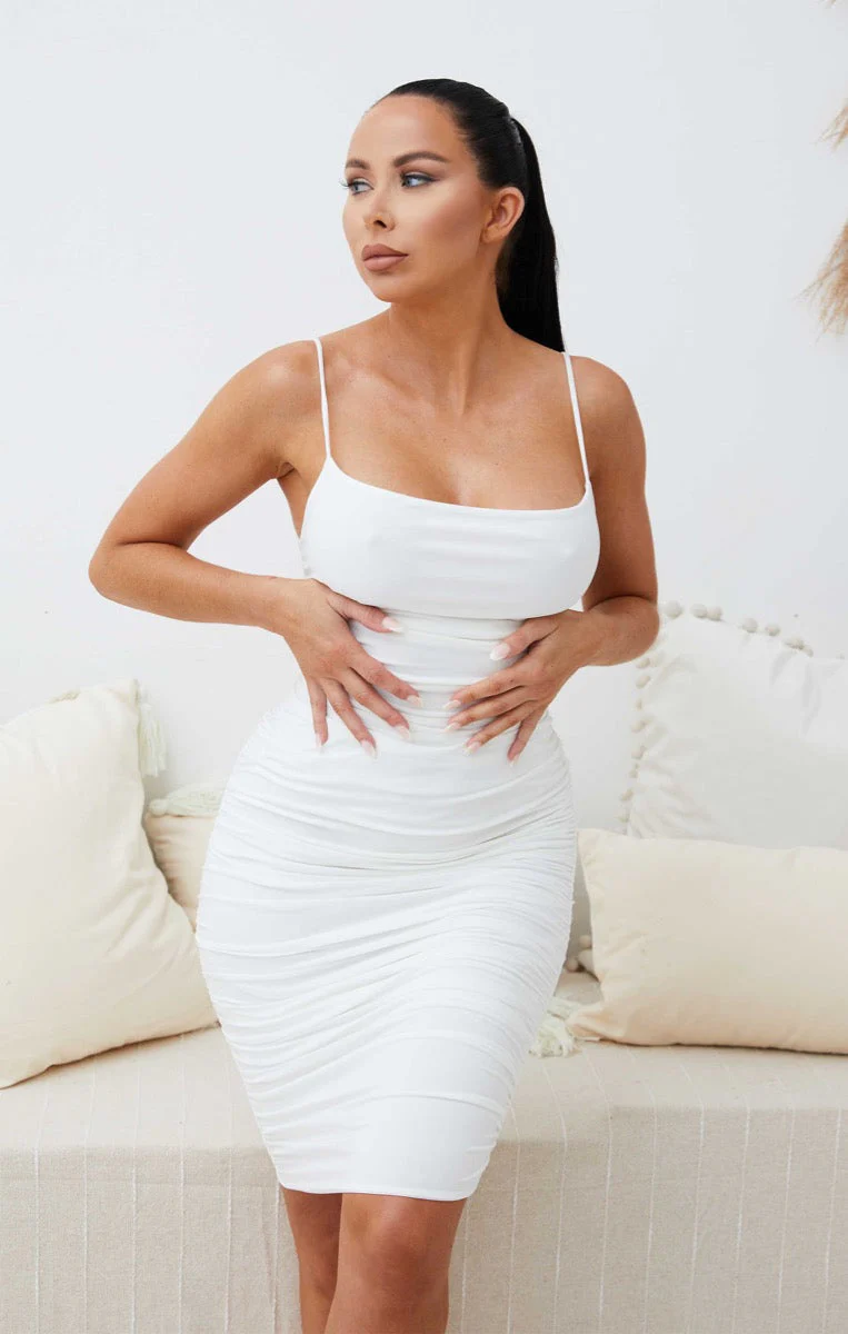 Ruched Midi Bodycon Dress