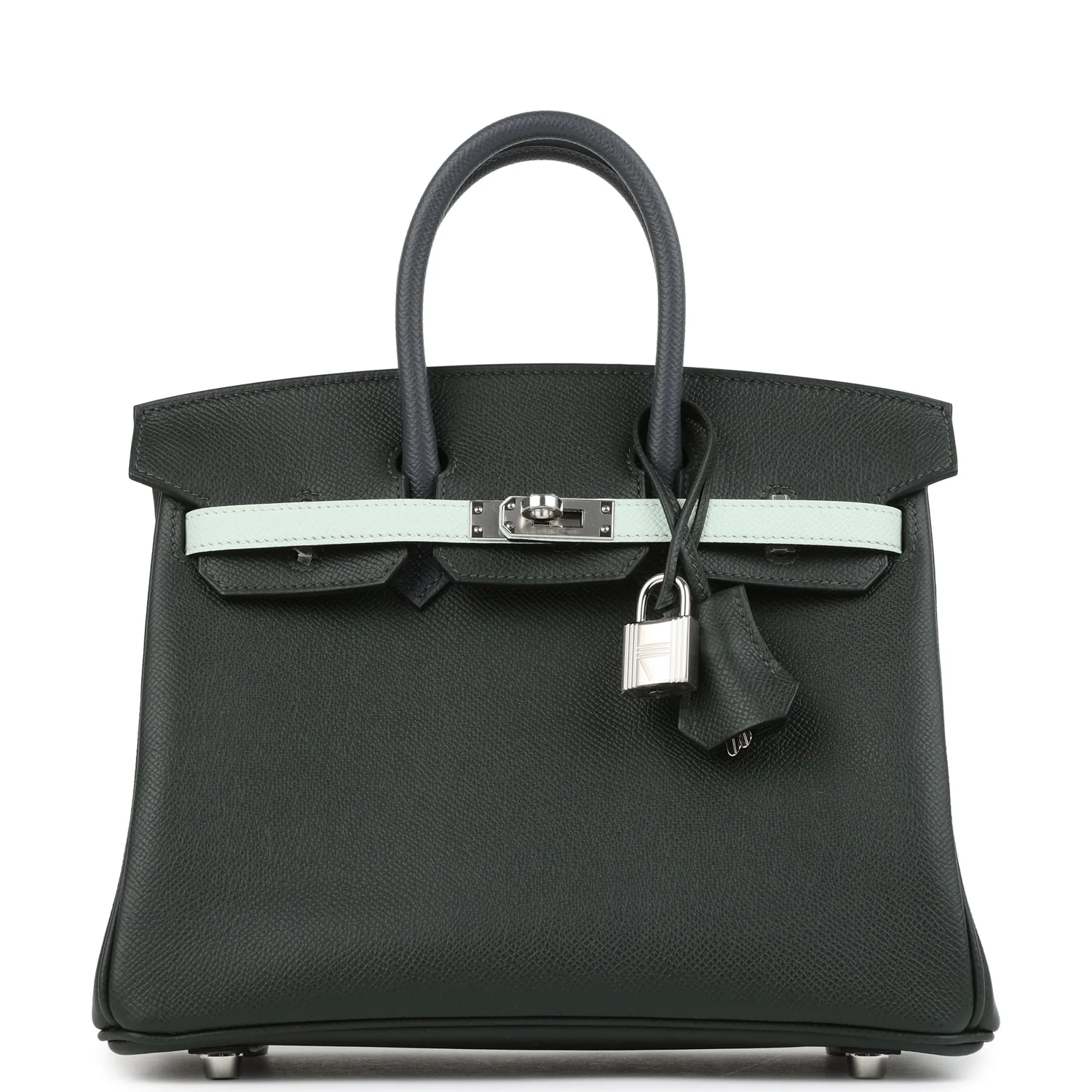 Hermes BirkinTricolor Vert Fonce, Ardoise and Vert Peppermint Epsom Palladium Hardware