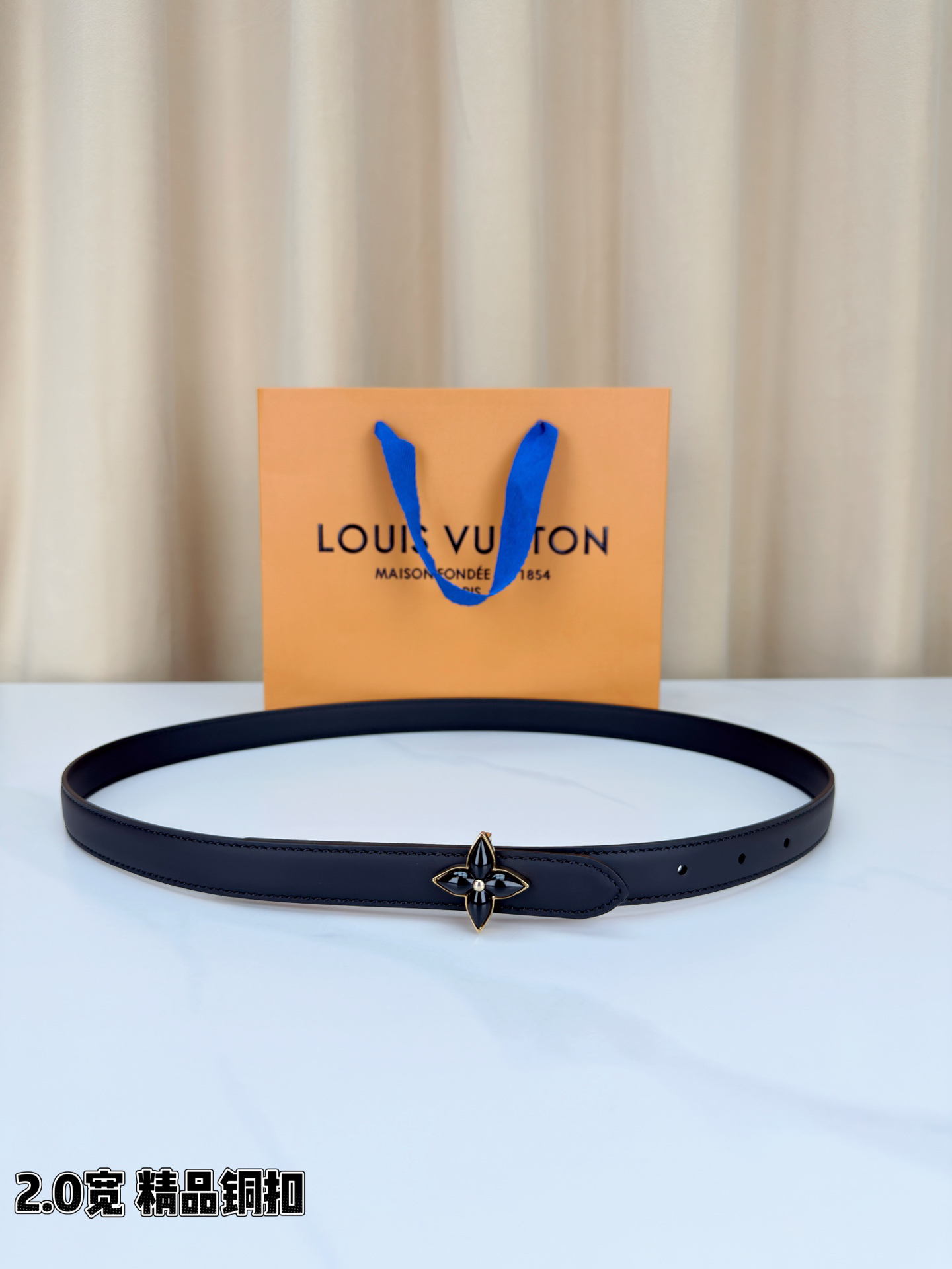[TOP] Louis Vuitton LV Belt 2 cm - Black - 711 Luxury