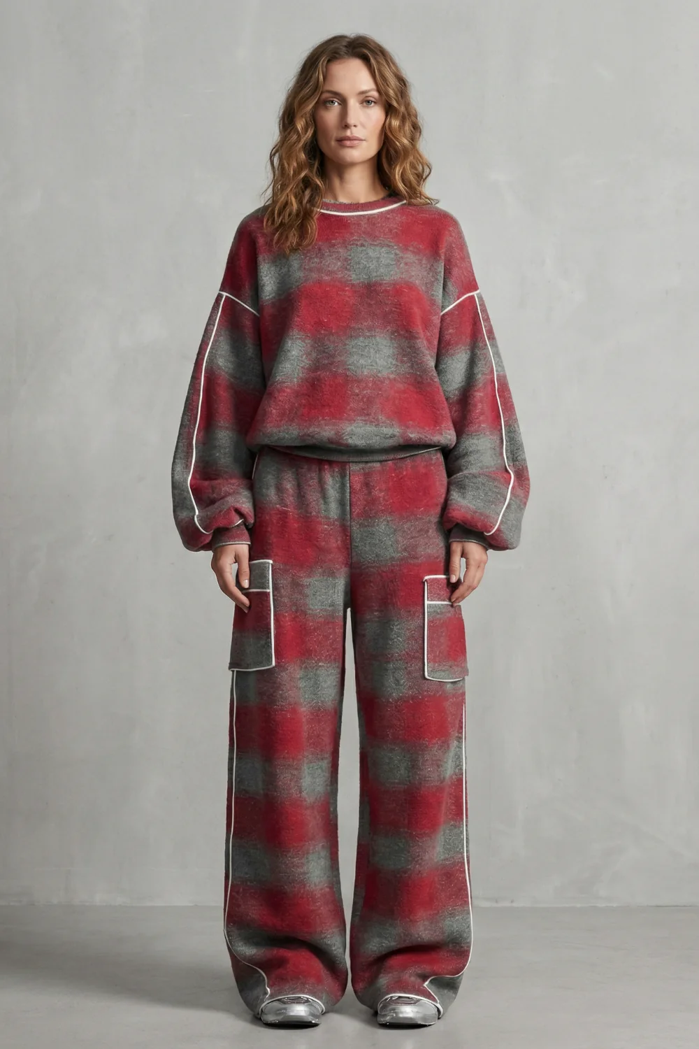 Rovienne – Distressed plaid street style – Two piece set