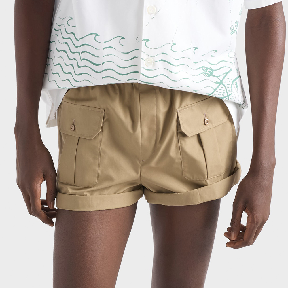Prada khaki Accessory PRADA Khaki Cotton Poplin Bermudas | Nigo Office