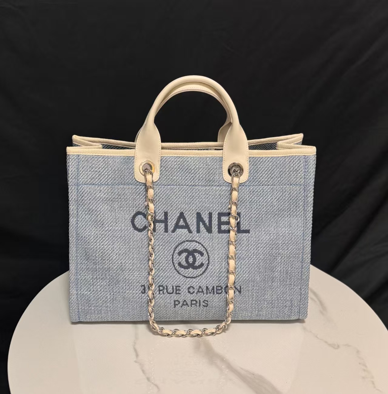 [TOP] CHANEL Beach Bag 38cm -  Denim Blue - 711 Luxury