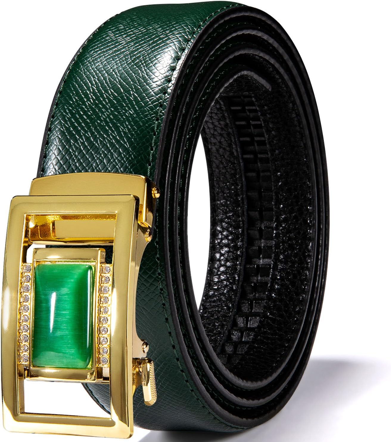 Dubulle Designer Mens Belts, Sliding Automatic Buckle Ratchet Dress Belt TOP Genuine Leather Strap Gifts