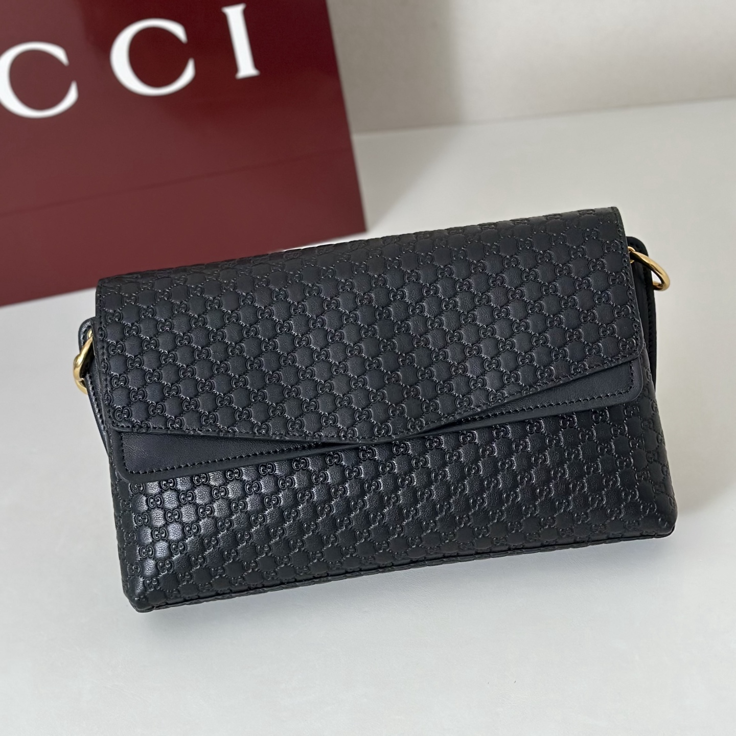 [TOP] GUCCI GG Medium Shoulder Bag with chain 28X16X7cm - Black