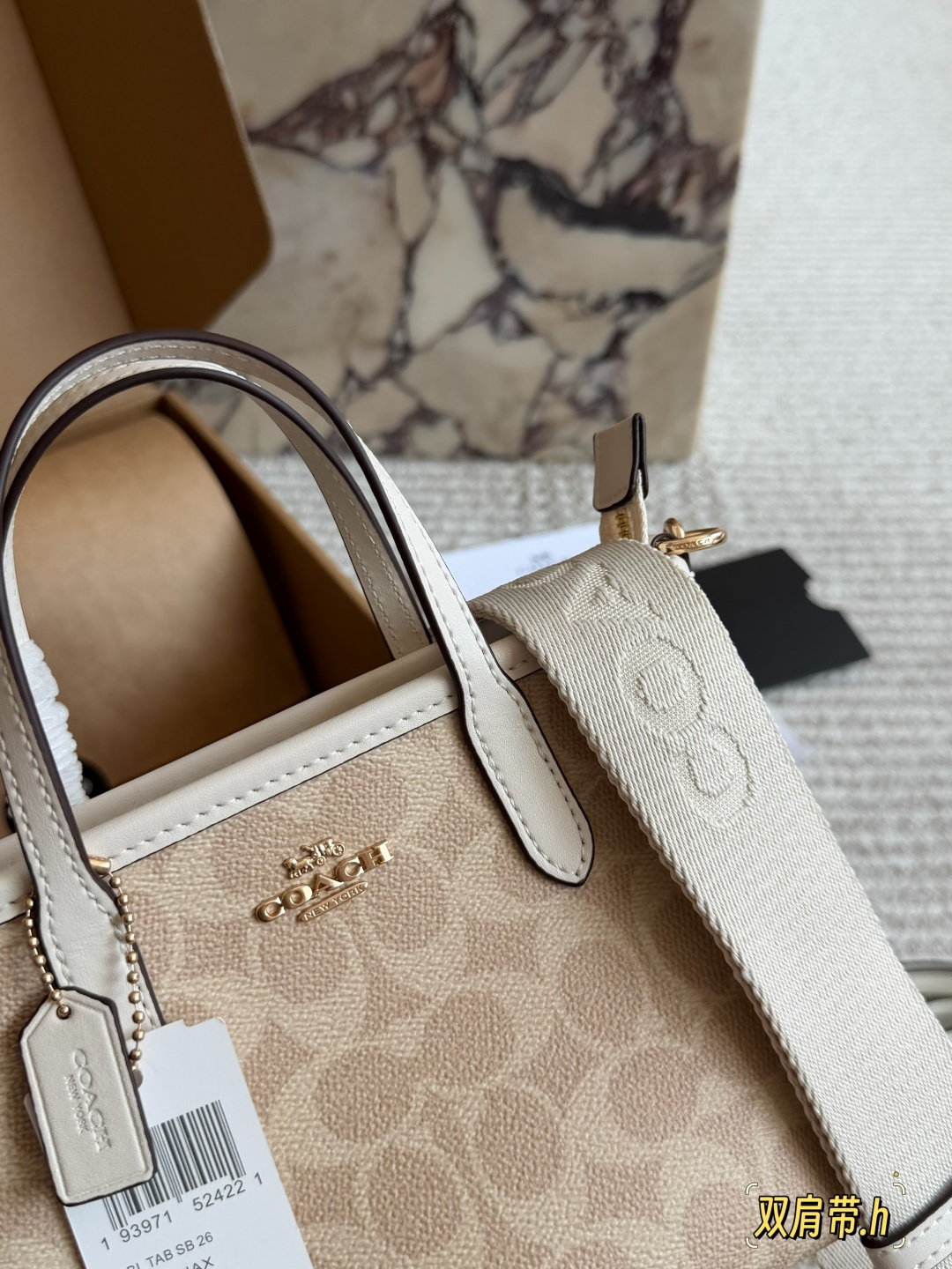 Coach City Mini Tote Beige Leather Bag with Detachable Strap (Replica)