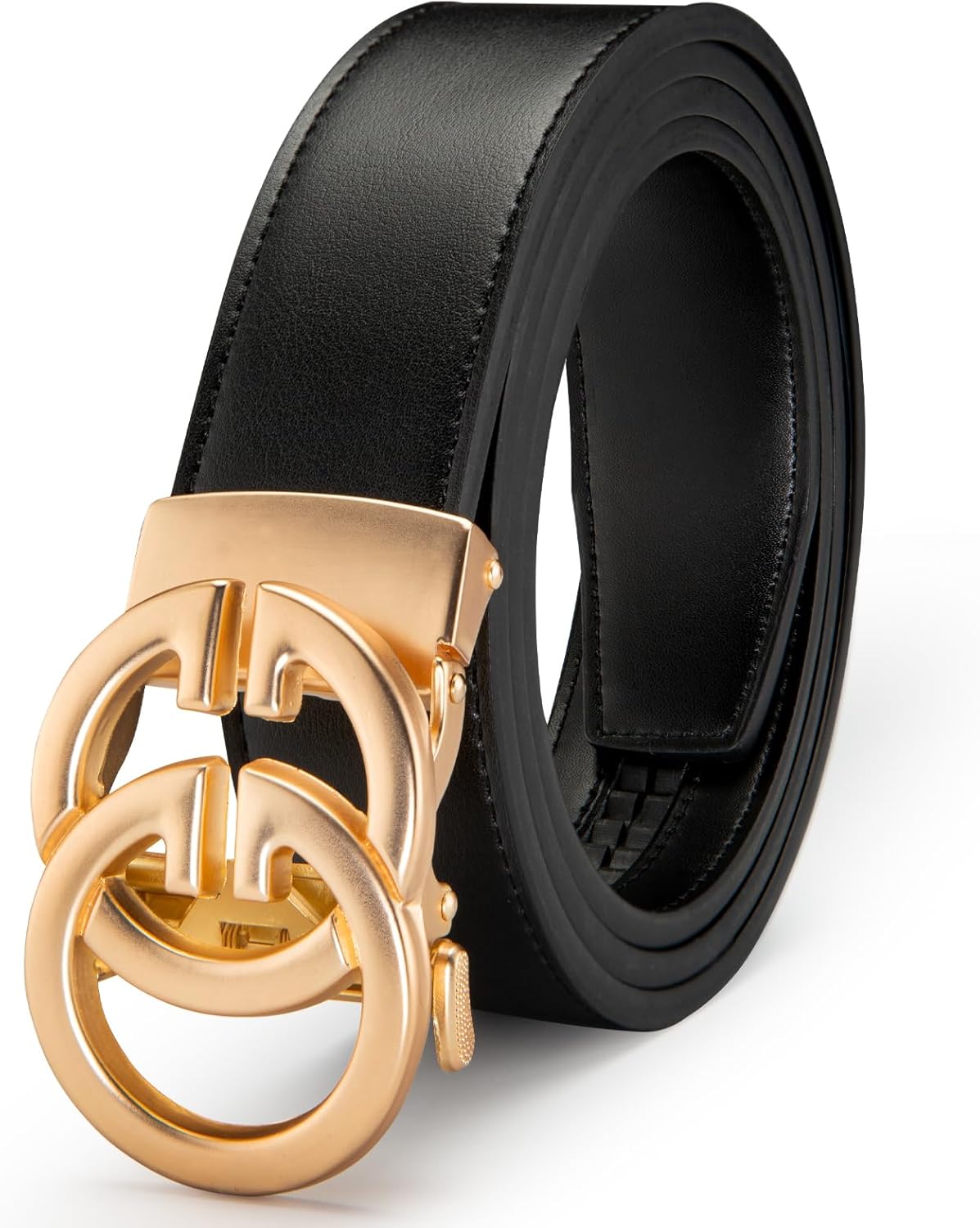 JEKIXHUA Men's Leather Ratchet Belt with Luxury Designer Buckle - Adjustable Dress Belt for Perfect Fit