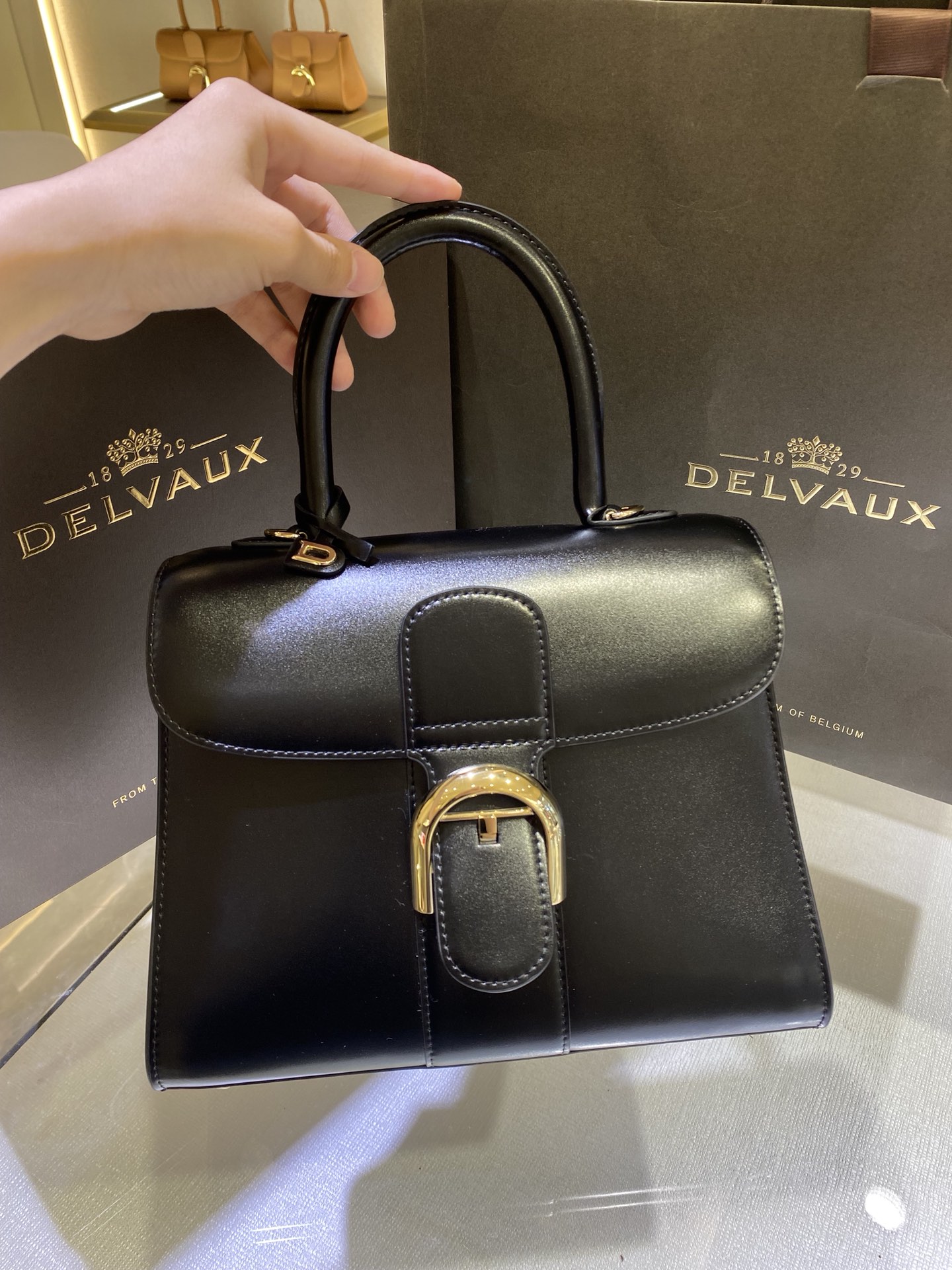 [TOP] Delvaux Brillant Bag Box Leather 24*12*19cm - Black - 711 Luxury