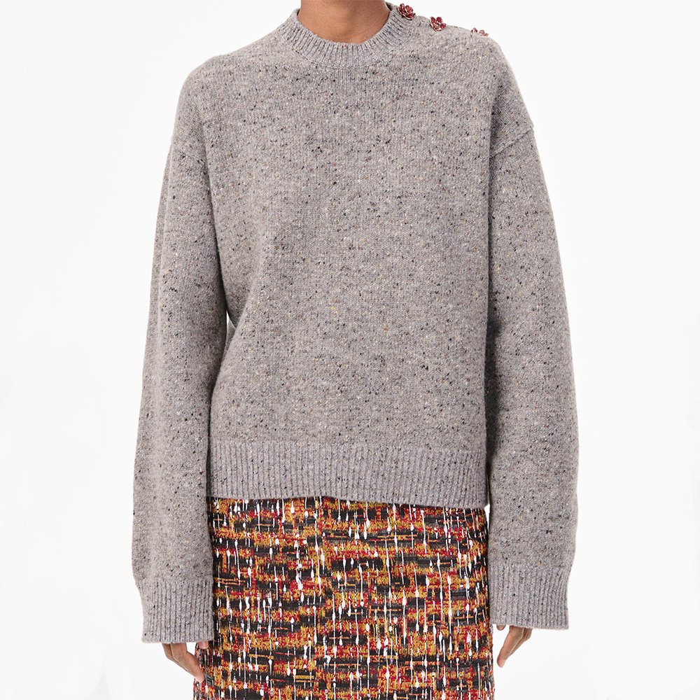 CHANEL Pullover Wool Cashmere Gray #389594