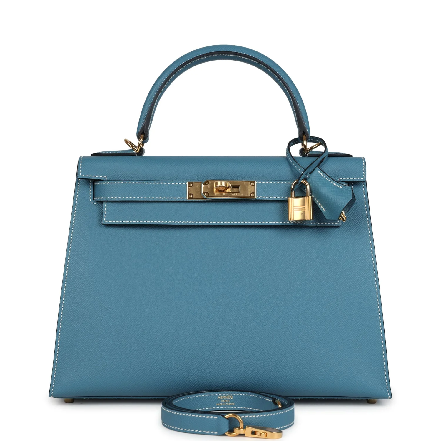 Hermes Kelly Sellier  Blue Jean Epsom Gold Hardware