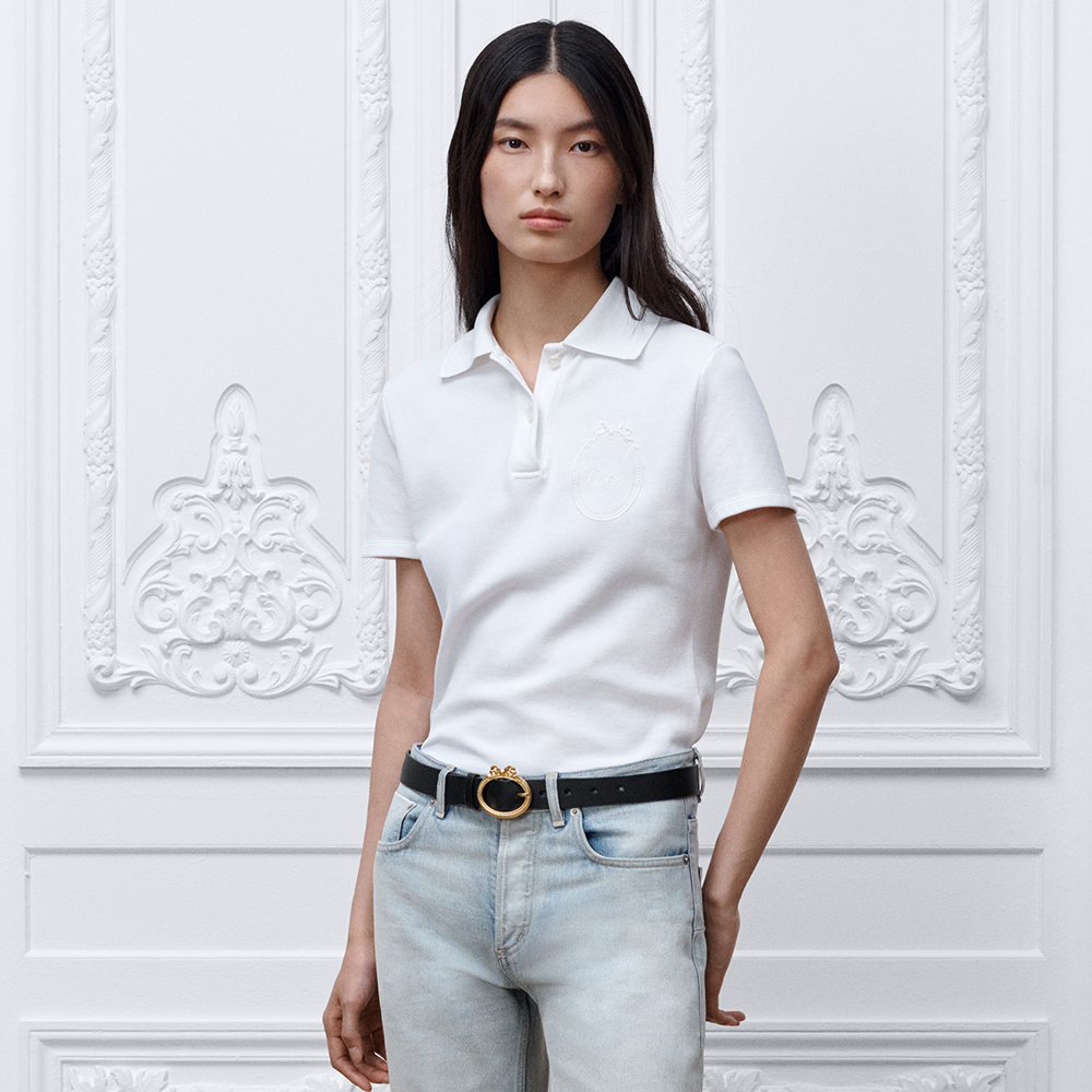 Dior white Clothing DIOR Dior Médaillon Embroidered Polo Shirt White Cotton-Blend Piqué #379222 | Nigo Office