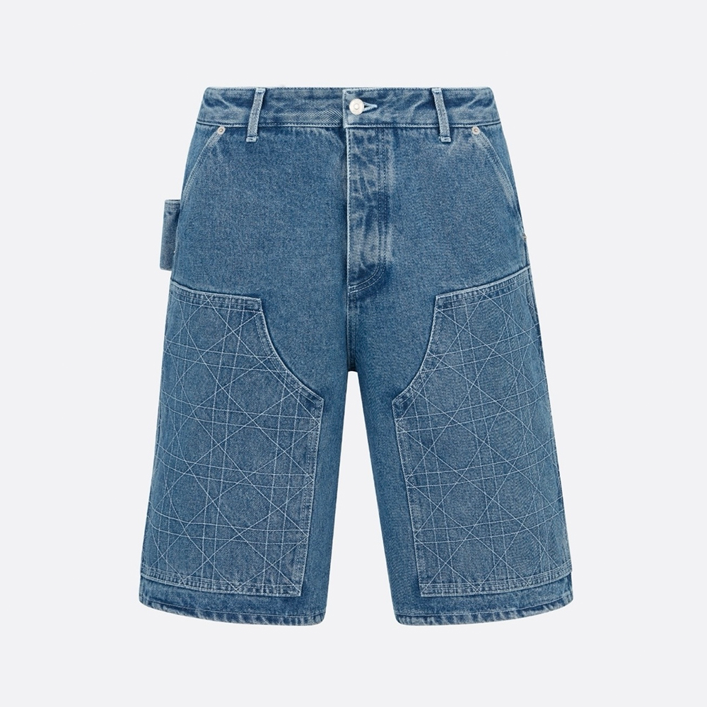 Dior blue Clothing Dior Blue Cotton Twill Cannage Check Cargo Shorts #286800 | Nigo Office
