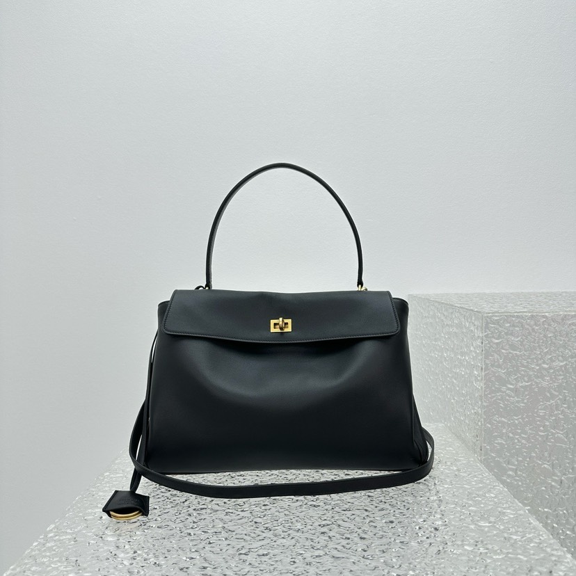 [TOP] BALENCIAGA Rodeo Bag 35x23x11cm - Black & GHW - 711 Luxury