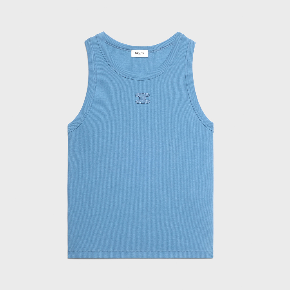 CELINE TRIOMPHE TANK TOP IN RIBBED COTTON SILK #382960