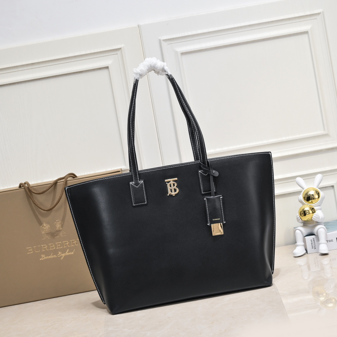 [TOP] BURBERRY Tote Bag Calfskin 34 x 14 x 28cm - Black - 711 Luxury