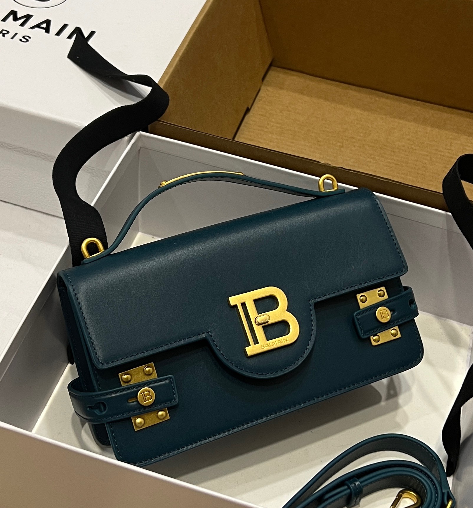[TOP] BALMAIN Cowhide Bag 23*14*8cm - Dark Green - 711 Luxury