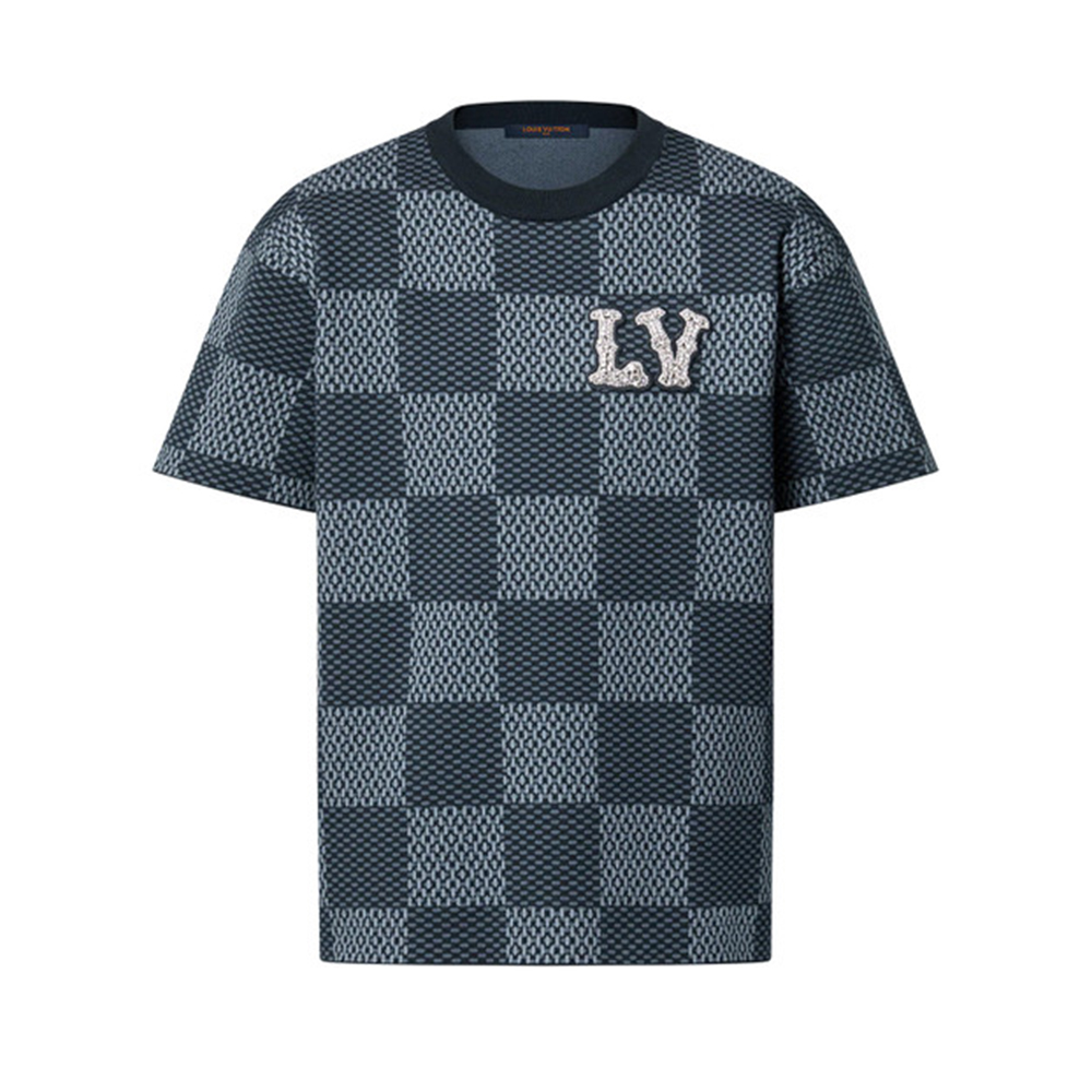Louis Vuitton Accessory Louis Vuitton Damier Short-Sleeved Crewneck With LV Crystal Patch #394898 View 2 | Nigo Office