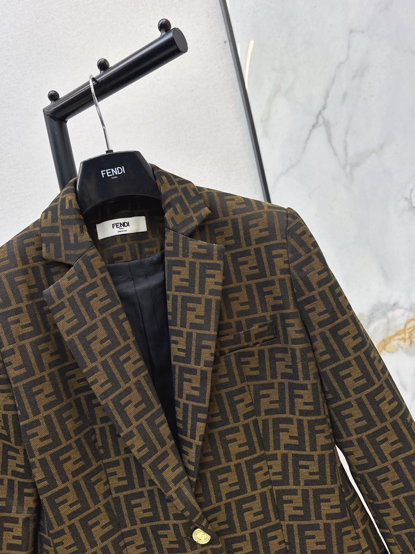 [TOP] FENDI FF Monogram Blazer - Brown