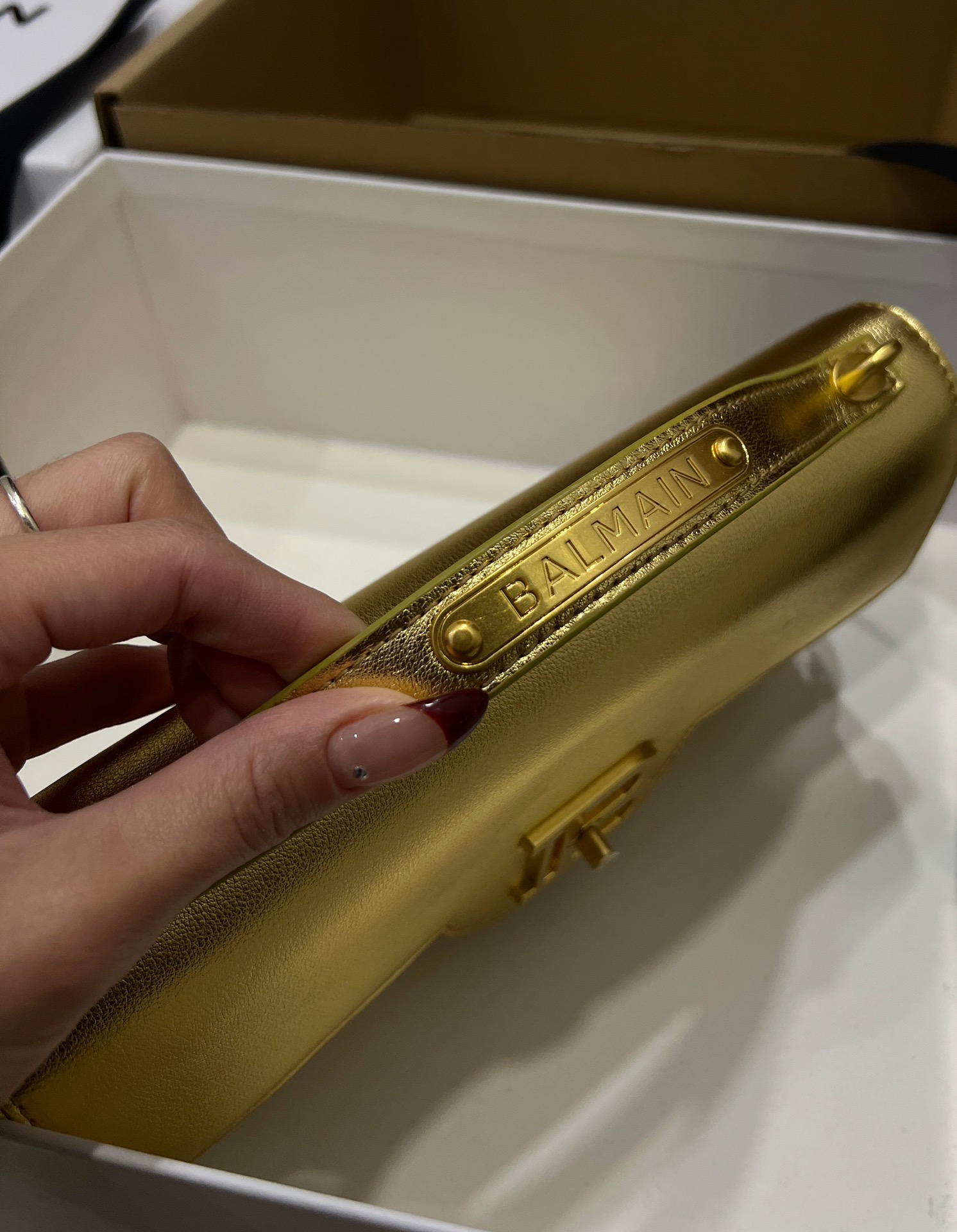 [TOP] BALMAIN Cowhide Bag 23*14*8cm - Gold - 711 Luxury