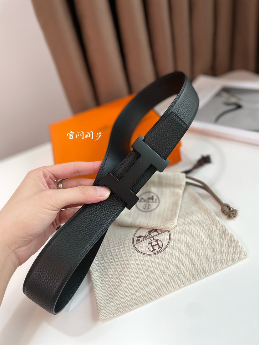 [TOP] HERMES Constance Calfskin Belt - Black - 711 Luxury