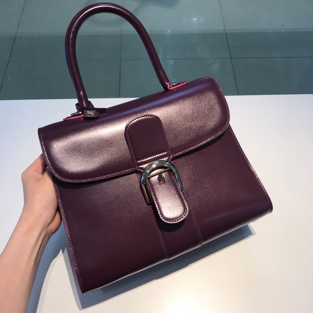 [TOP] Delvaux Brillant Bag Box Leather 28cm - Purple - 711 Luxury