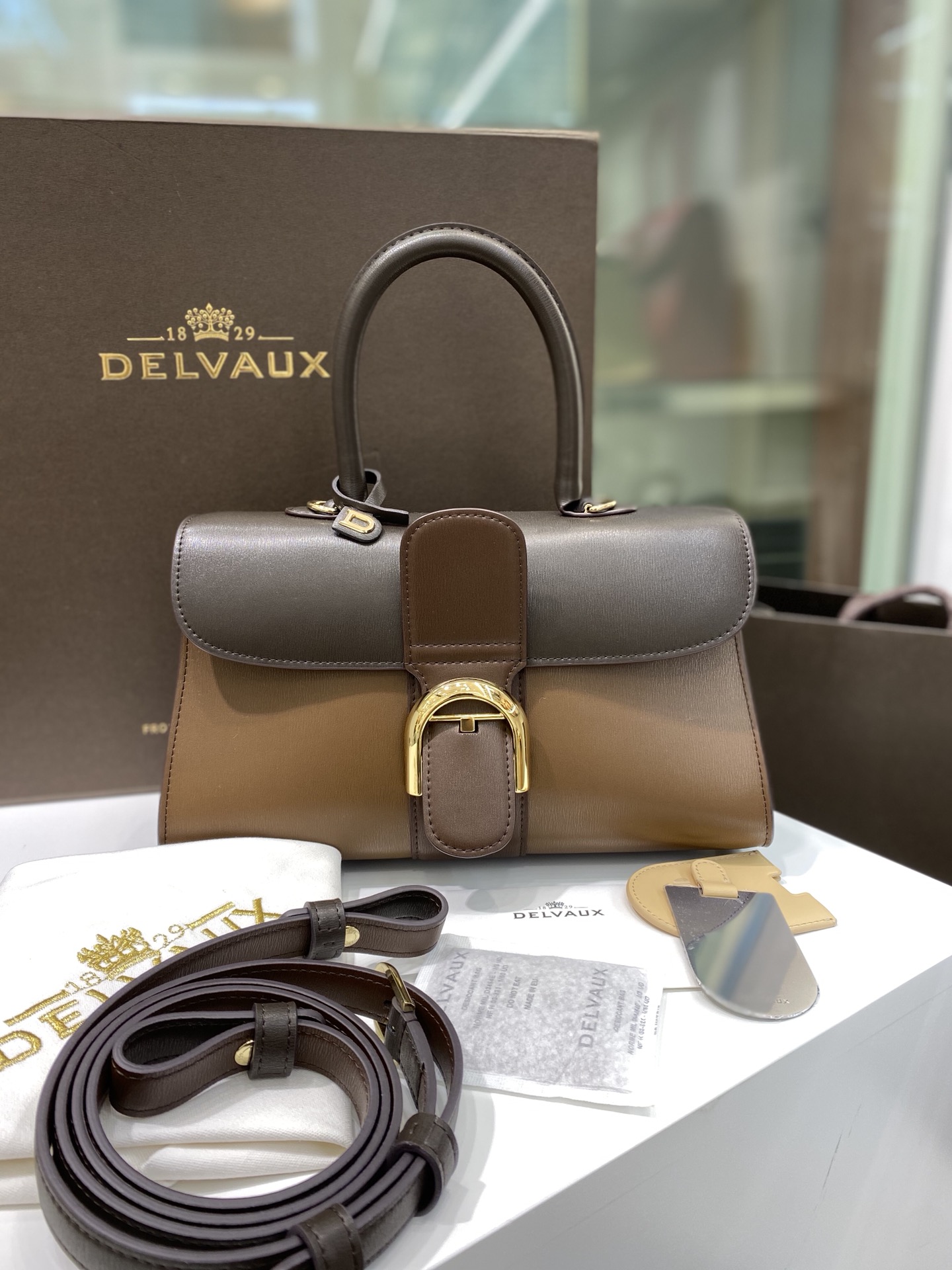 [TOP] Delvaux Brillant Bag Box Leather 28cm - Coffee - 711 Luxury