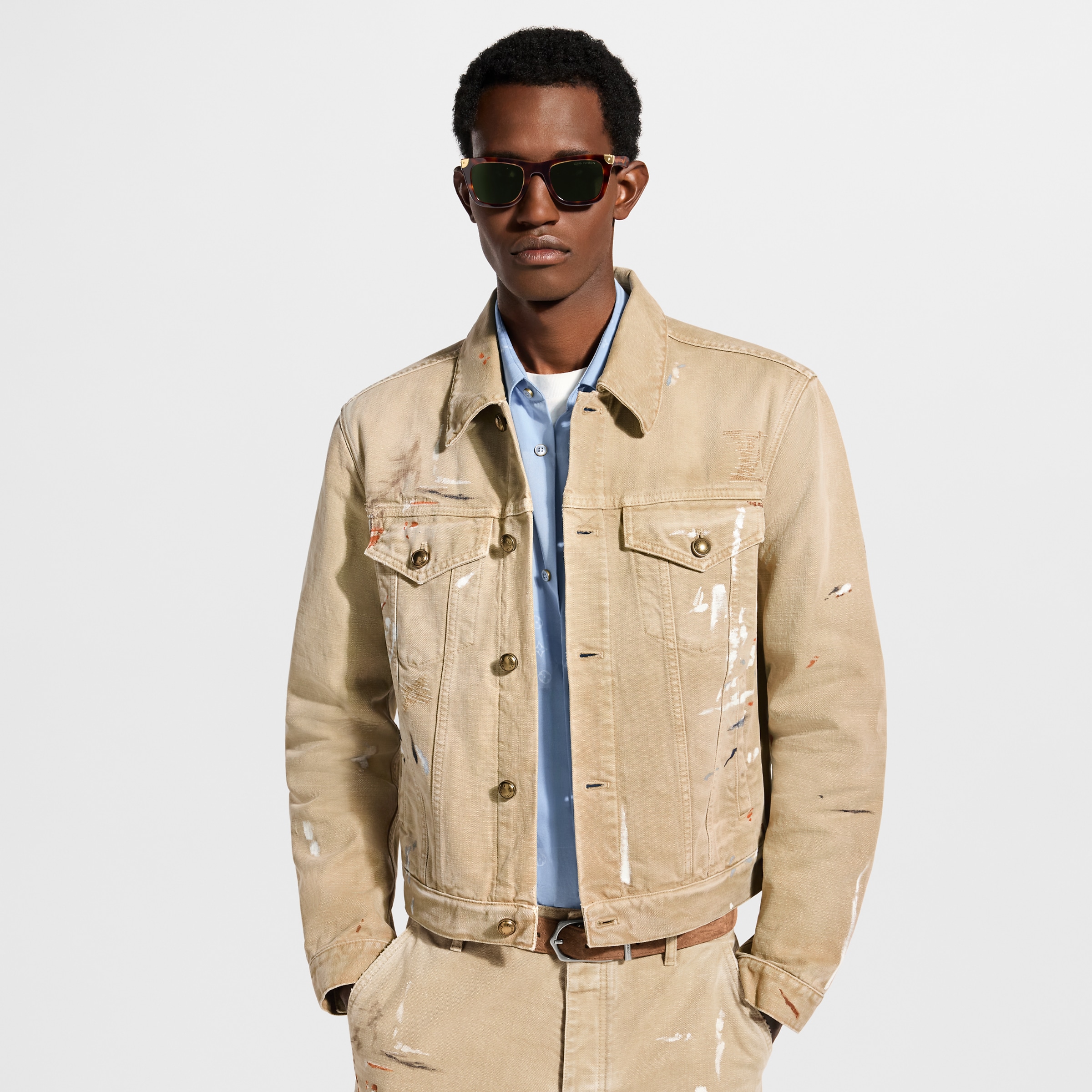LOUIS VUITTON Embellished Denim Trucker Jacket #387214
