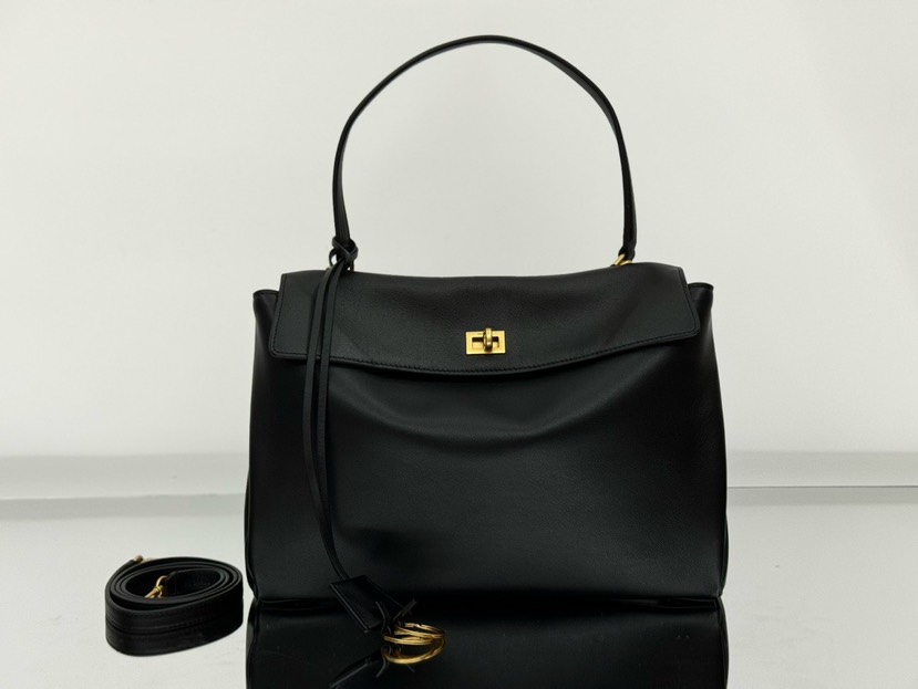 [TOP] BALENCIAGA Rodeo Bag 35x23x11cm - Black & GHW - 711 Luxury