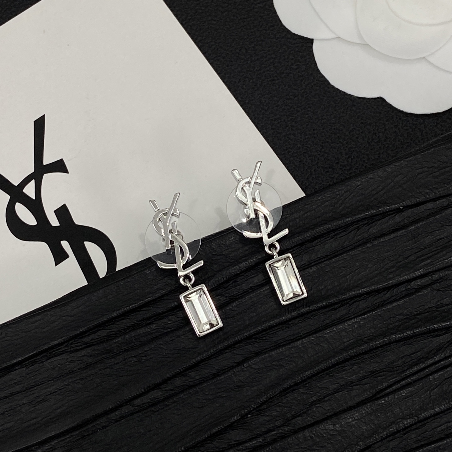 [TOP] Yves Saint Laurent YSL Earrings + Bracelet + Necklace Set - Silver - 711 Luxury