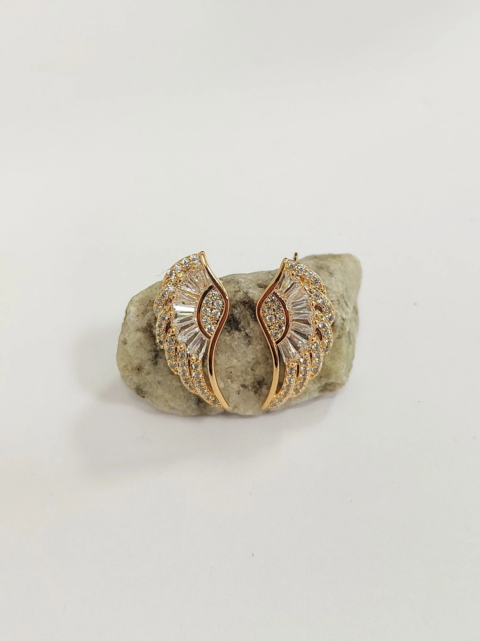 Gold Small Angel Wing Earrings 6116