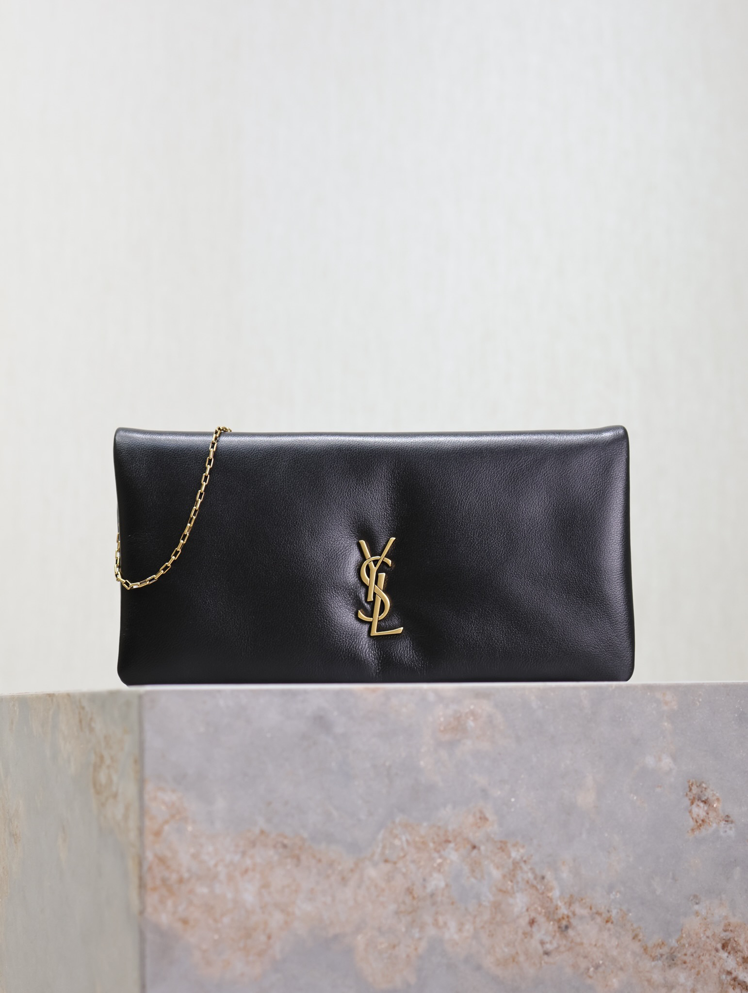 [TOP] Yves Saint Laurent YSL Calypso Mini Lambskin Chain Bag 24x20x3cm - Black & GHW - 711 Luxury