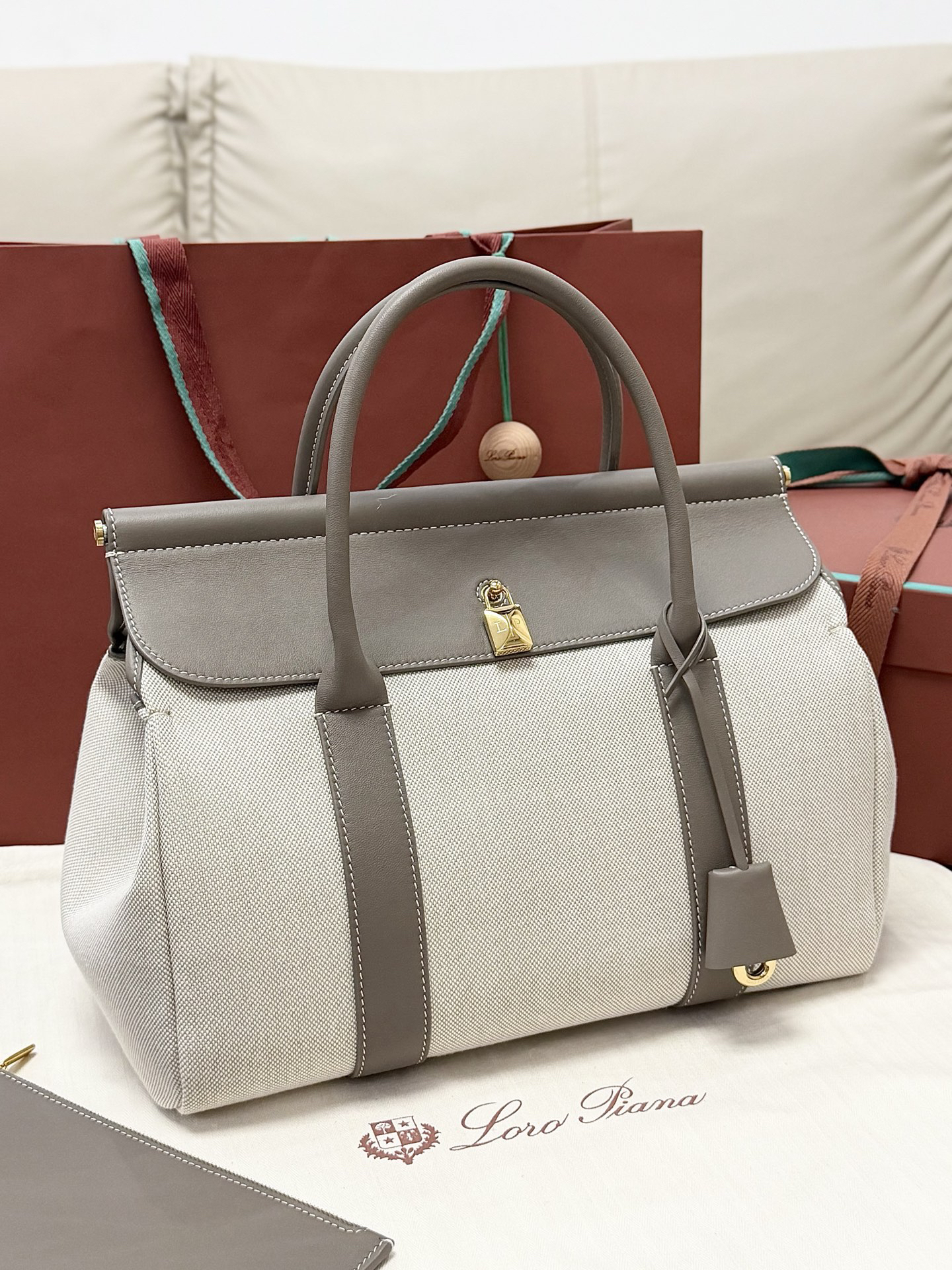[TOP] Loro Piana L32 Handbag 33-23-18 cm - Grey - 711 Luxury