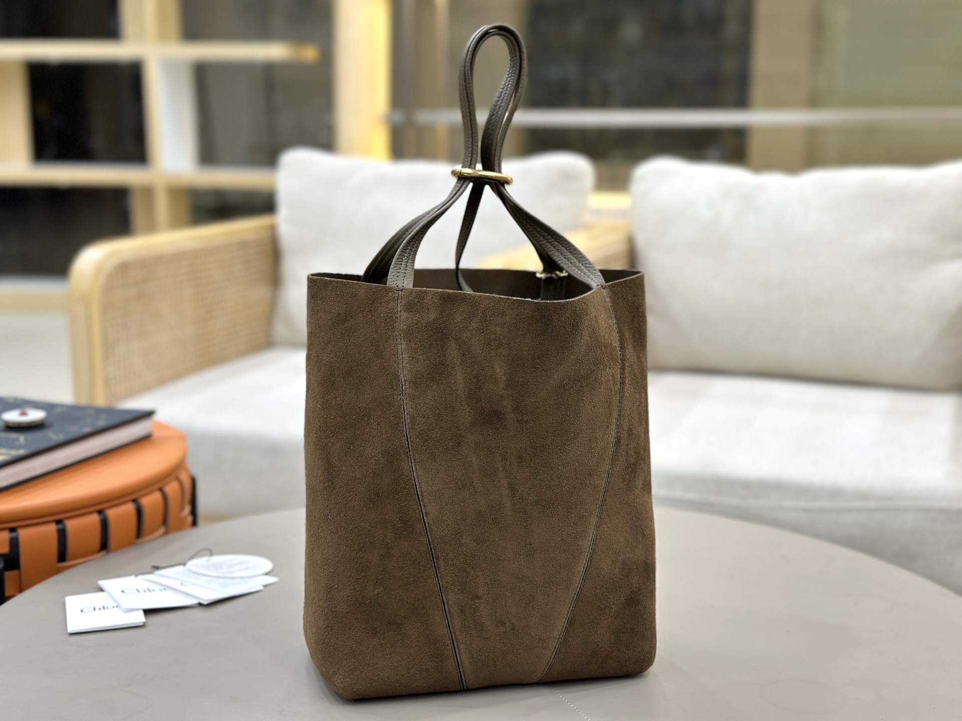 [TOP] Chloe Spin Bag Suede Leather 27*30*14 cm -  Brown - 711 Luxury