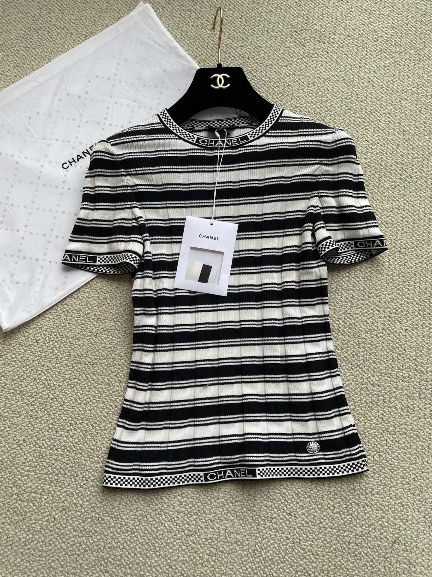Chanel Clothing Chanel Striped Knitted Short-sleeved Skirt #379248 View 2 | Nigo Office