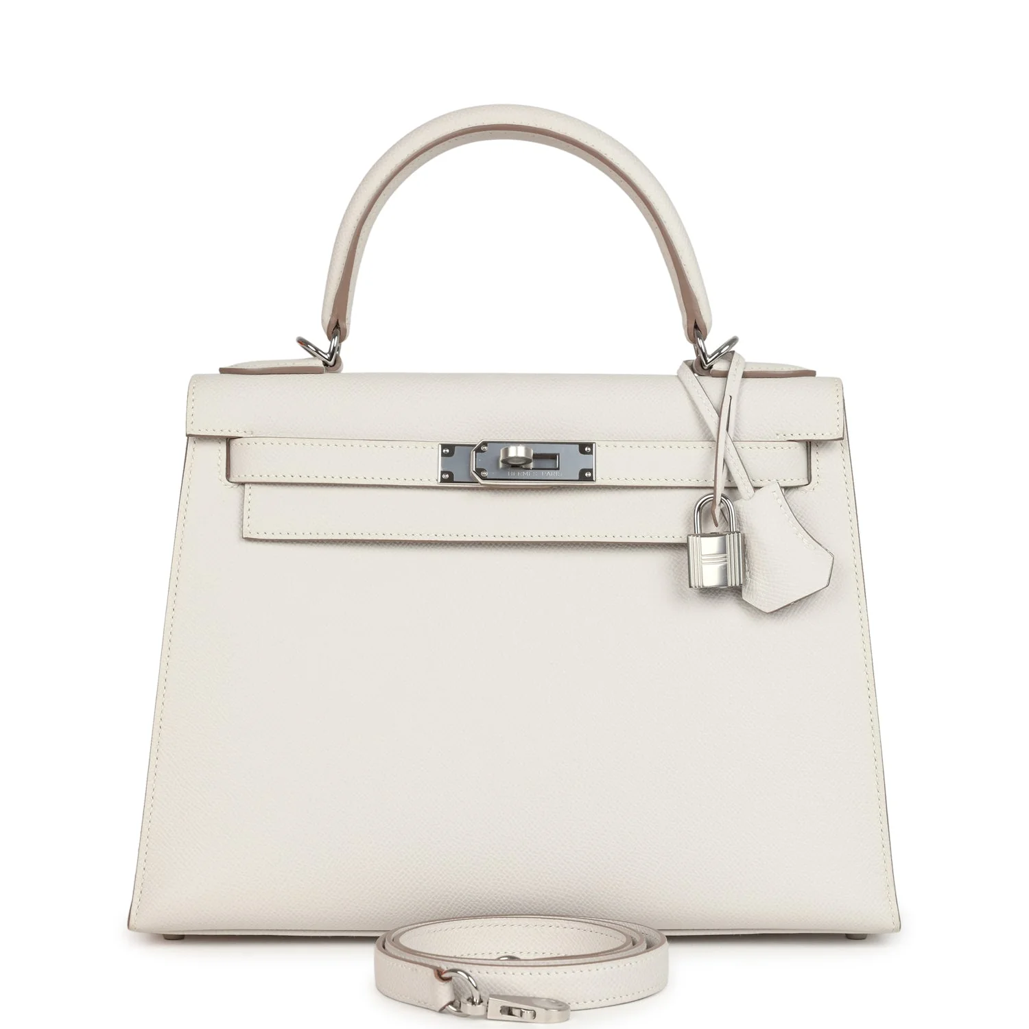 Hermes Kelly Sellier  Gris Pale Epsom Palladium Hardware