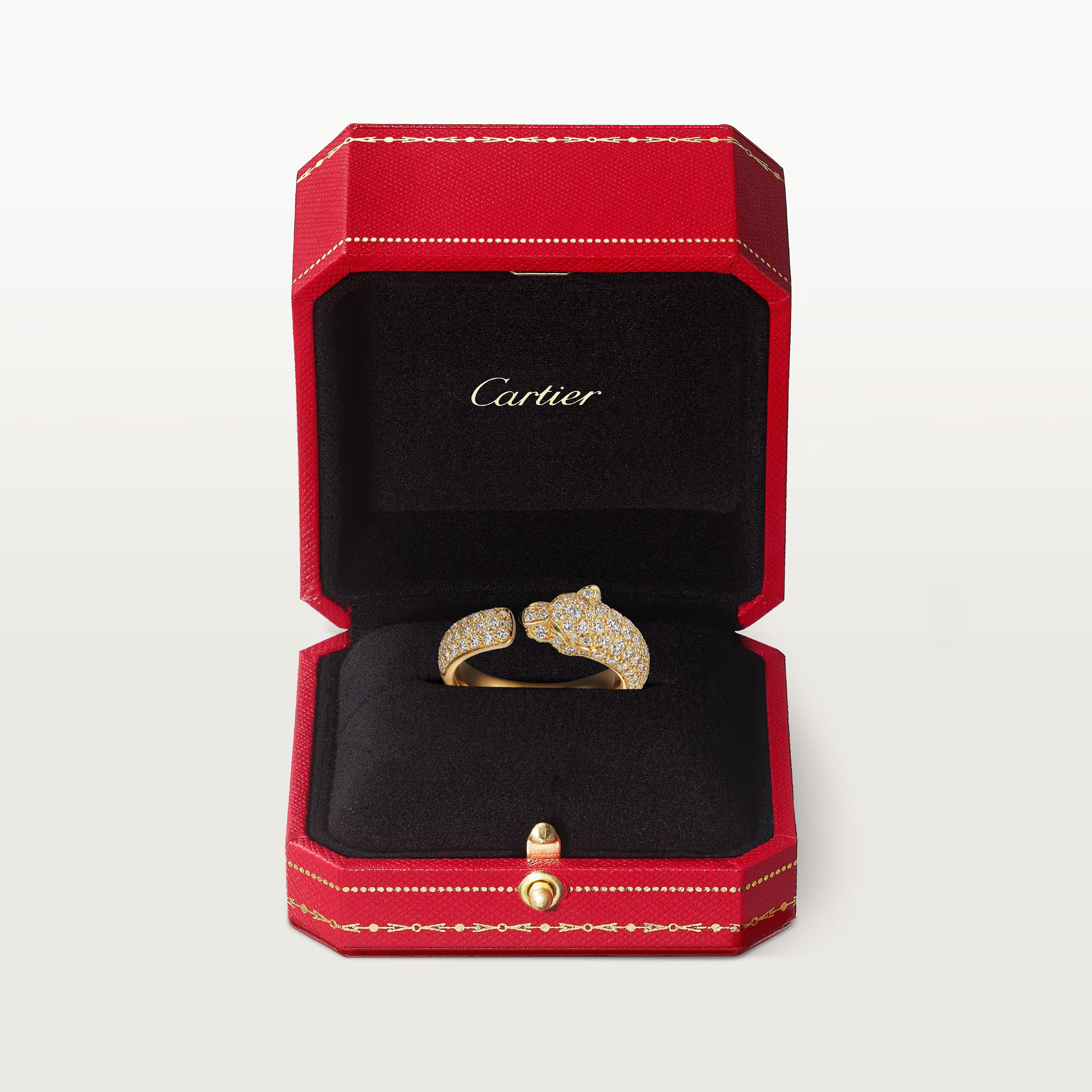 Carty Panther Pure Ring, Yellow Gold, Small Model, Paved
